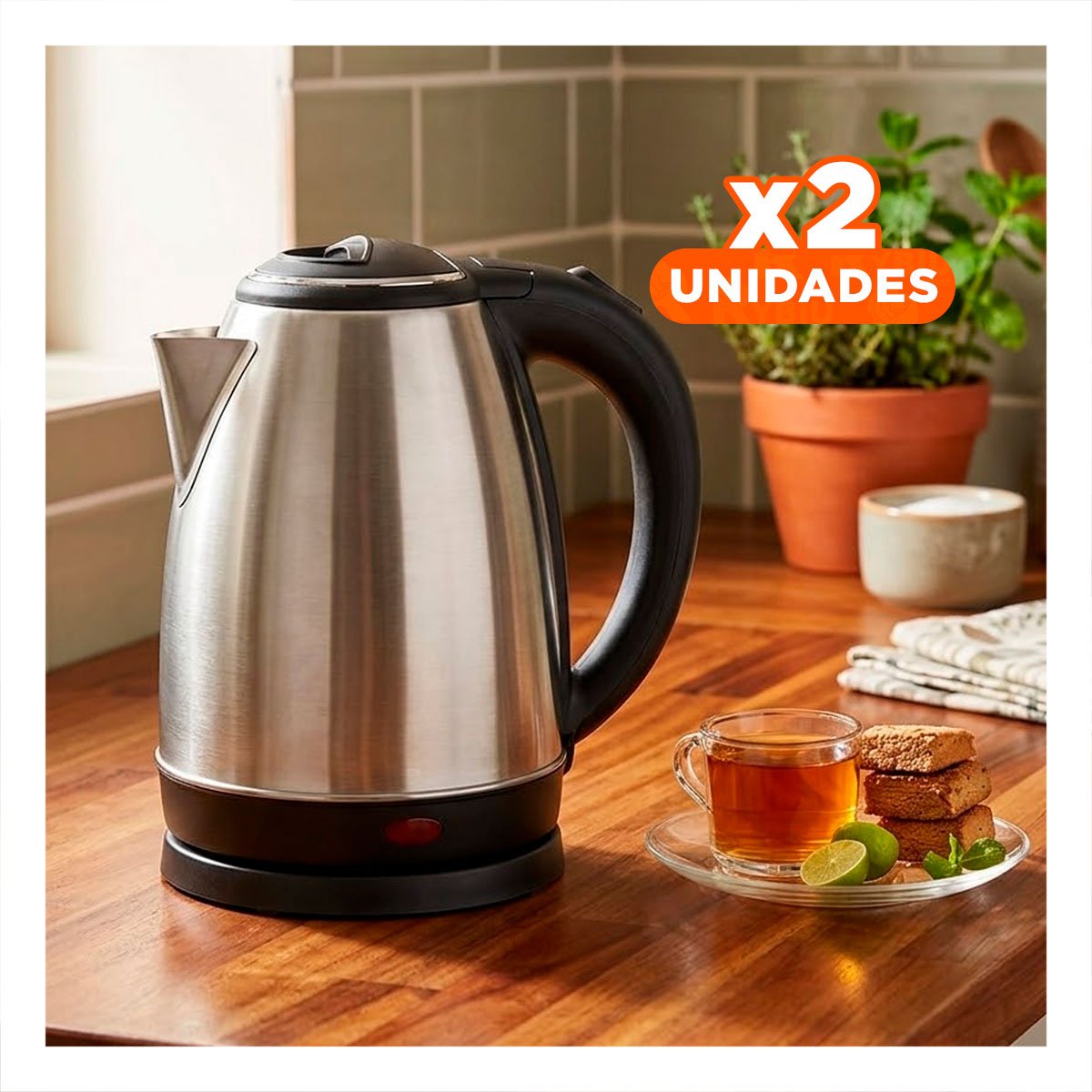 PACK2 SISTEMA DE COCINA PARA CALENTAR AGUA 2LT PLATEADO Y+REGALO STICKER - 1