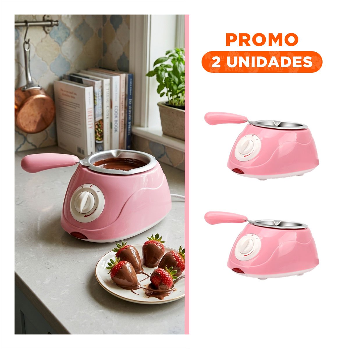 PACK2 CHOCOLATERA ROSADO PARA COMPARTIR CON ACCESORIOS - 1