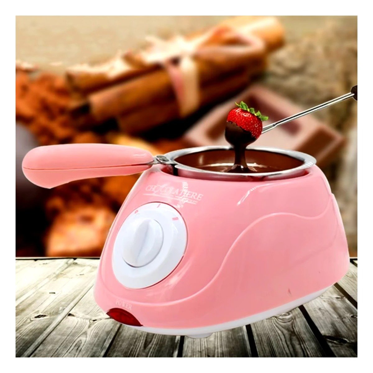 PACK2 CHOCOLATERA ROSADO PARA COMPARTIR CON ACCESORIOS - 2