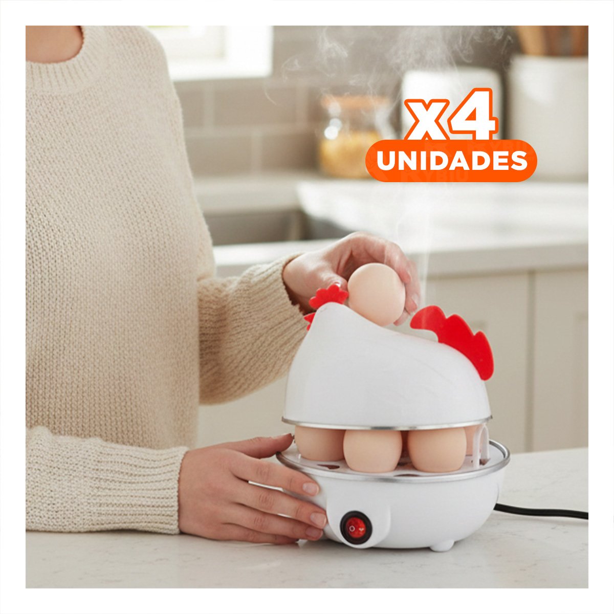 PACK4 OLLA GALLINA BLANCA ELECTRICA PARA COCER HUEVOS EN COCINA - 1