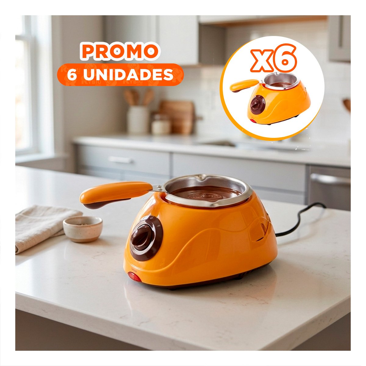 PACK6 CAFETERA PRACTICA PARA CHOCOLATE CON ACCESORIOS AMARILLO Y+REGALO STICKER - 1