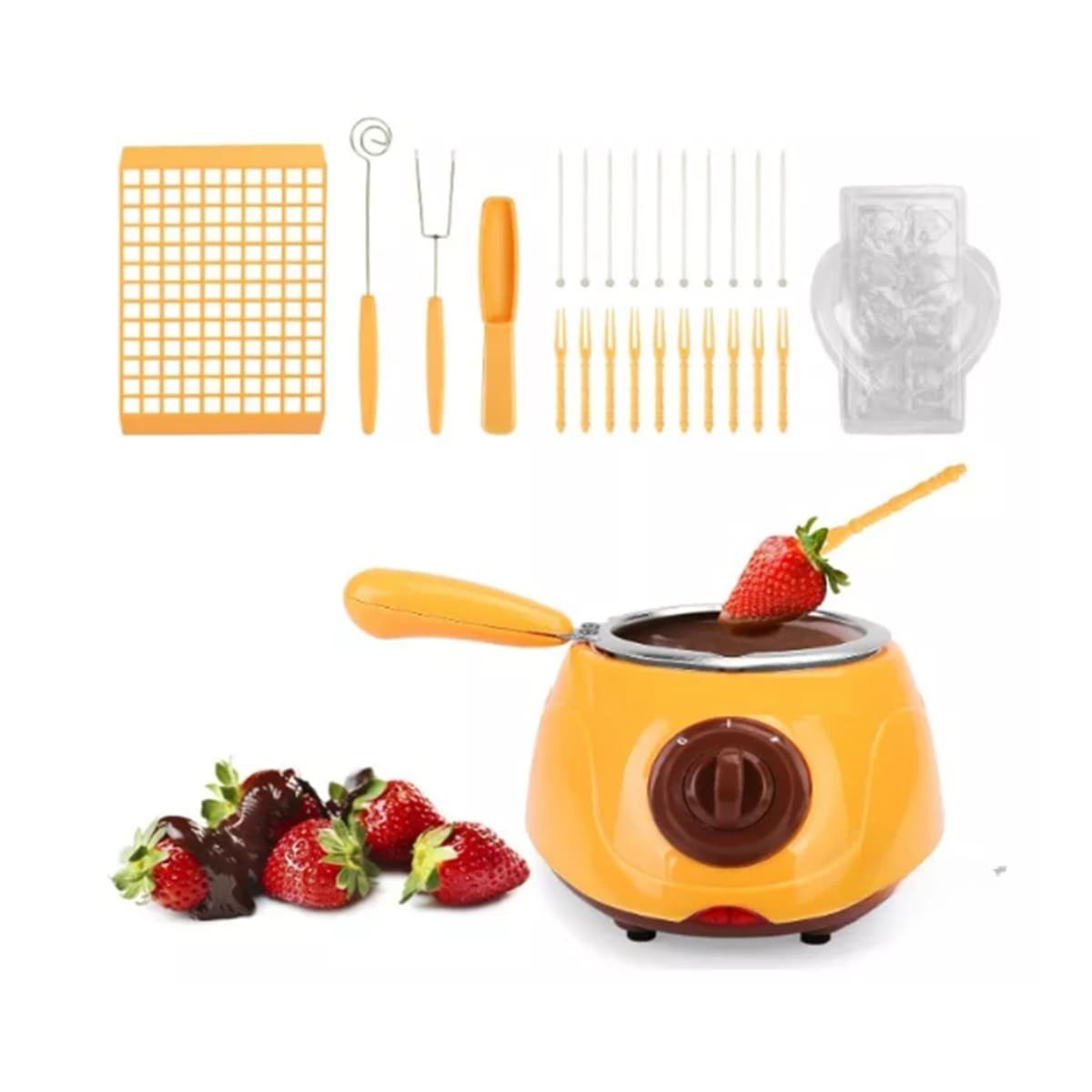 PACK6 CAFETERA PRACTICA PARA CHOCOLATE CON ACCESORIOS AMARILLO Y+REGALO STICKER - 2