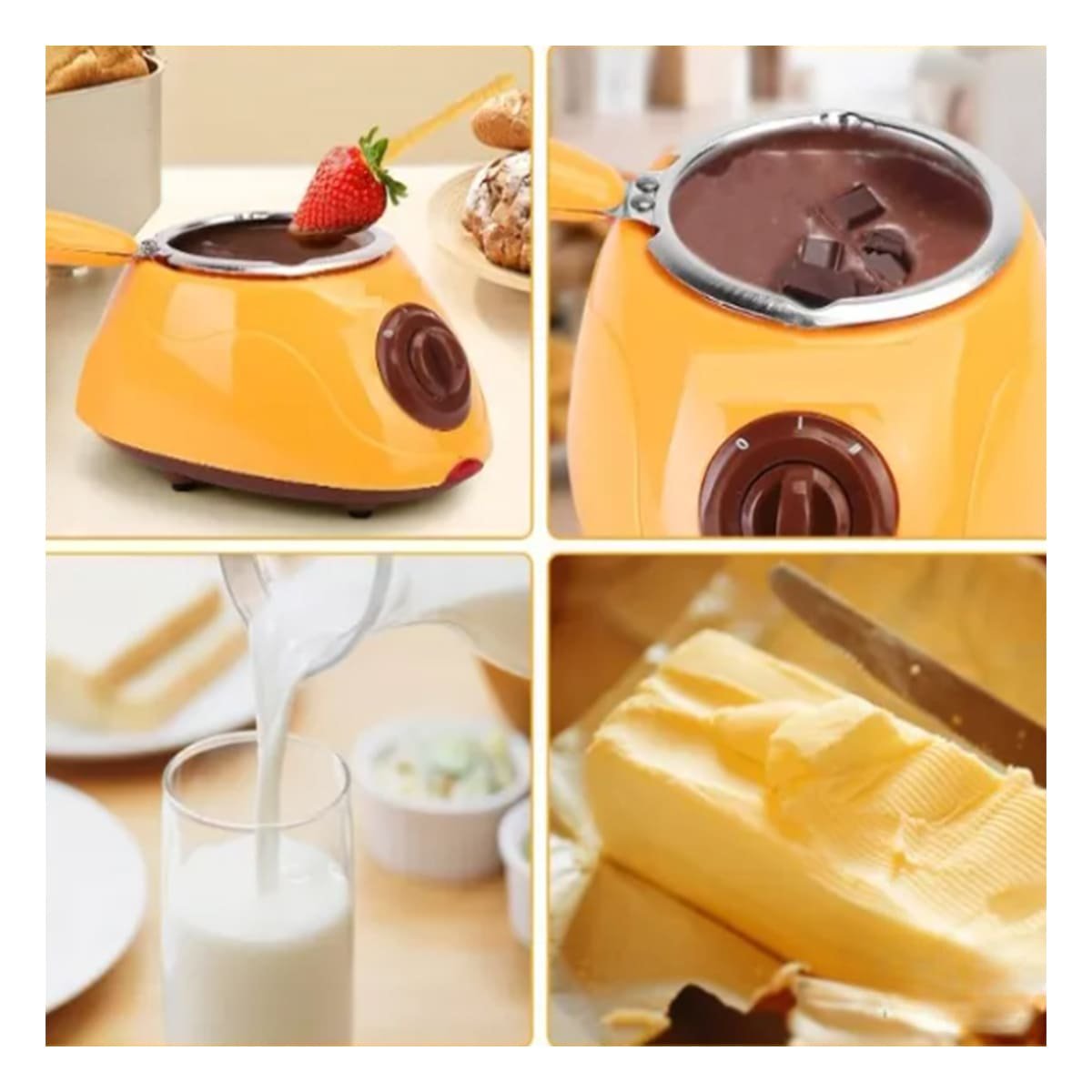 PACK2 CACEROLA PARA BEBIDAS CALIENTES CON ACCESORIOS AMARILLO Y+PAPEL REGALO - 3