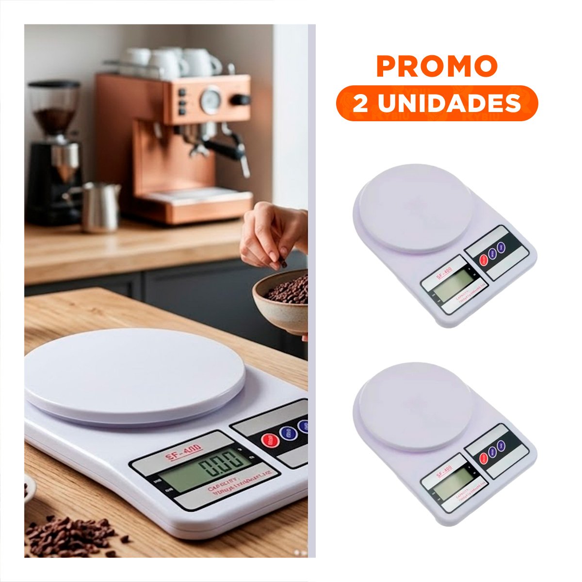 PACK2 BASCULA GRAMERA PARA COCINA Y HOGAR CON MEDICIÓN EXACTA COLOR BLANCO - 1