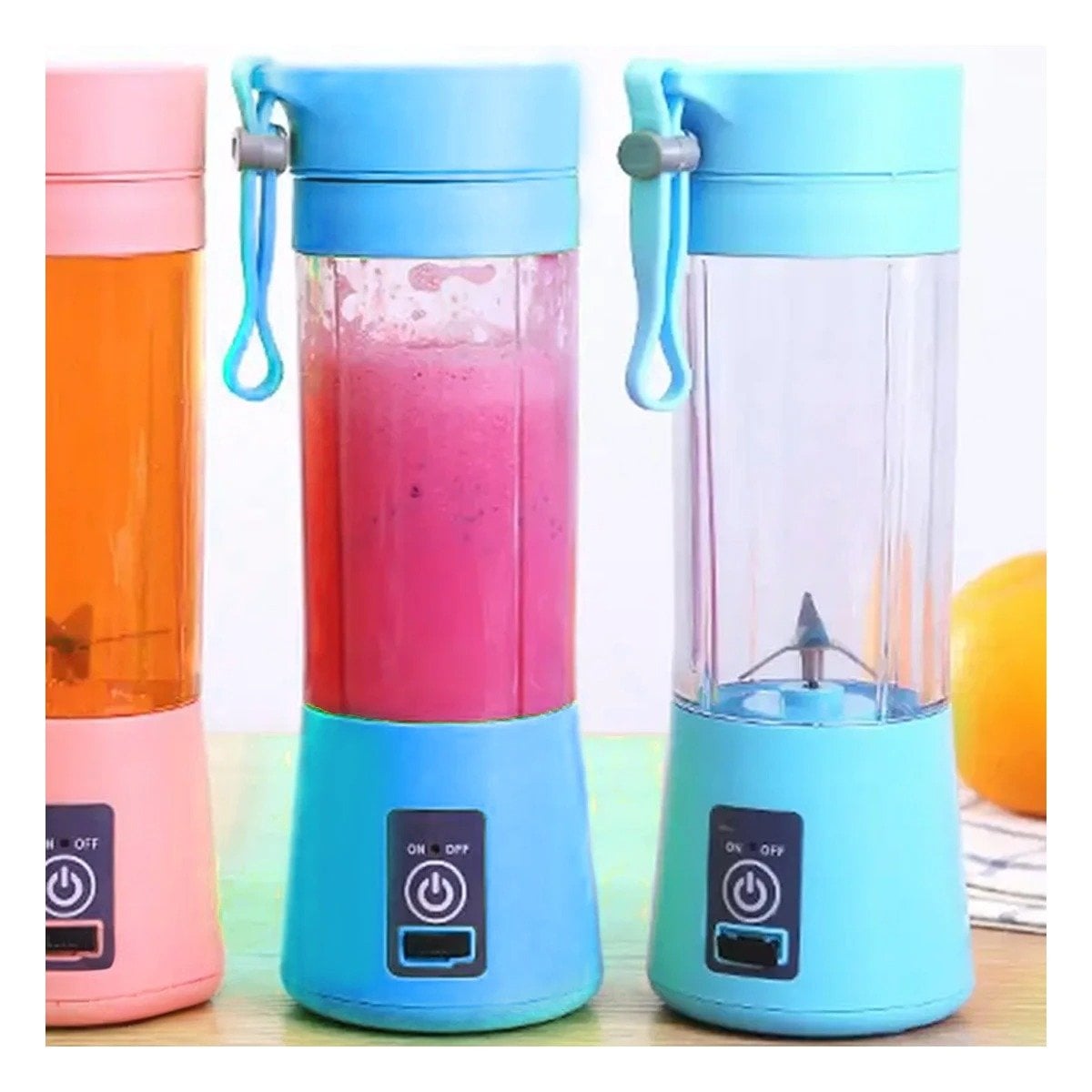 PACK6 PROCESADORA MODERNA PORTATIL CELESTE PARA SMOOTHIES - 3