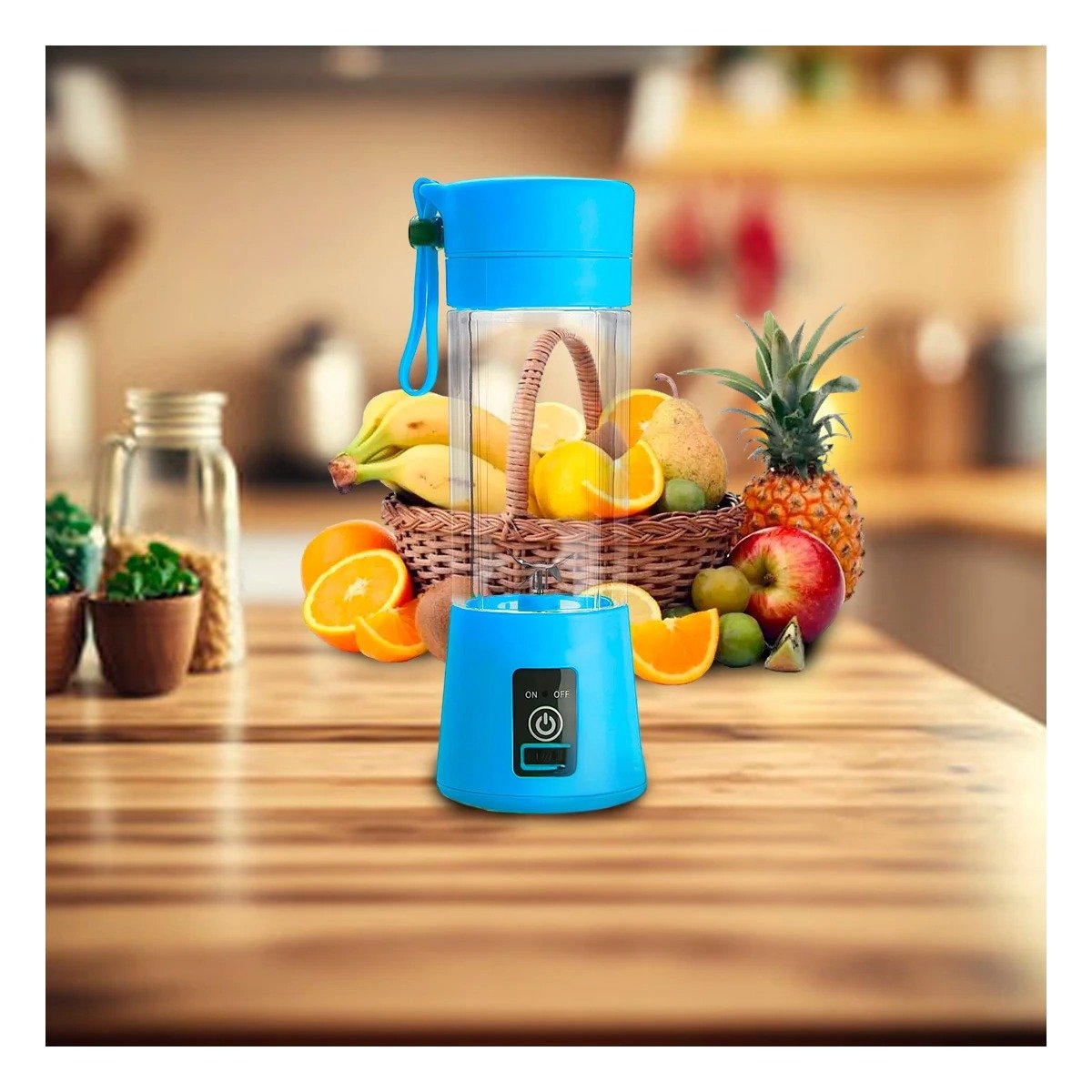 PACK6 PROCESADORA MODERNA PORTATIL CELESTE PARA SMOOTHIES - 5