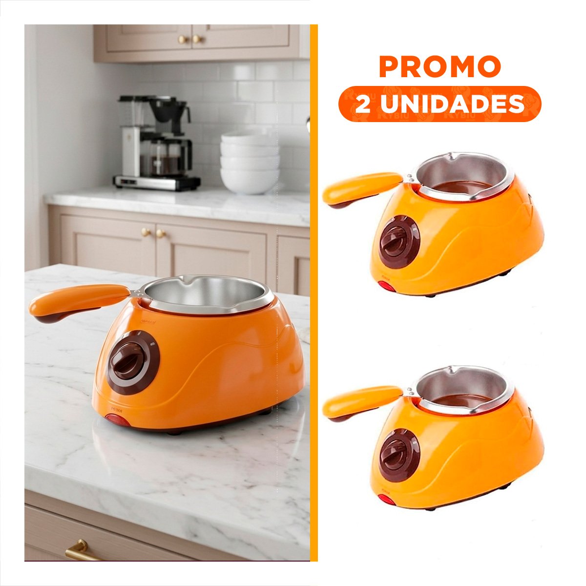 PACK2 HERVIDOR PARA BEBIDAS CALIENTES CON ACCESORIOS AMARILLO - 1