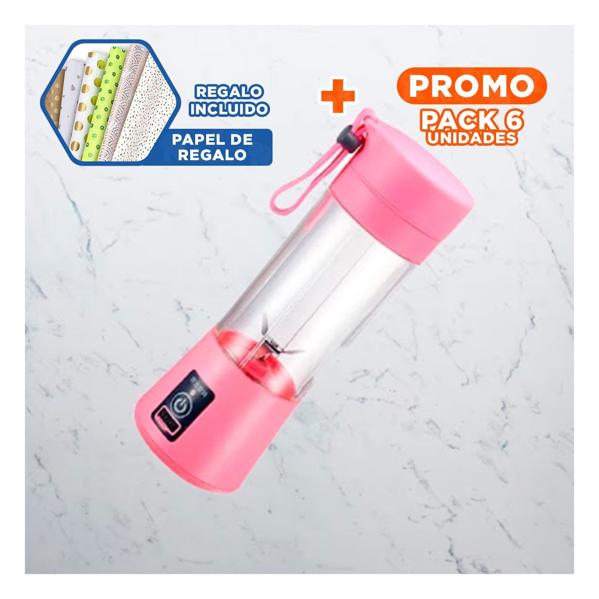 PACK6 APARATO ELECTRICO PORTATIL ROSADO CON CARGA USB Y+PAPEL REGALO - 1