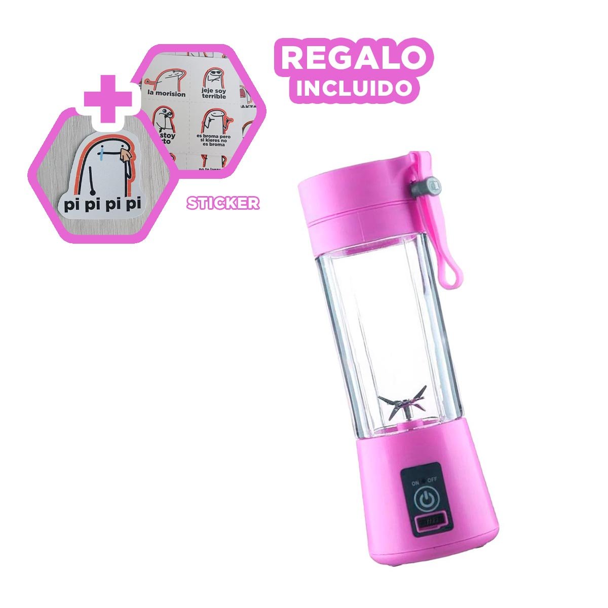 MEZCLADORA COMPACTA PORTATIL LILA PARA JUGOS EN CASA Y+REGALO STICKER - 1