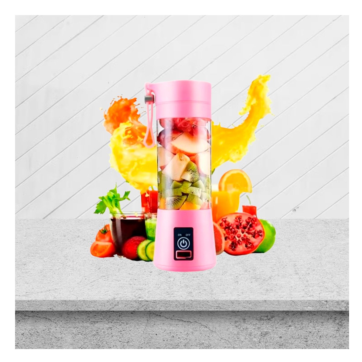 PACK2 MEZCLADOR ELECTRICO PORTATIL ROSADO PARA JUGOS NATURALES - 5