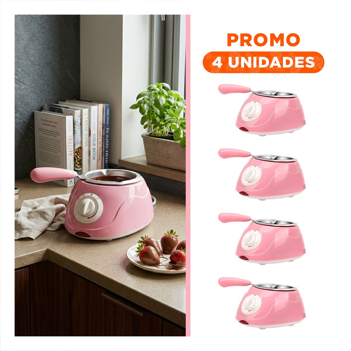 PACK4 CHOCOLATERA ROSADO COMPLETA CON ACCESORIOS Y+REGALO STICKER - 1