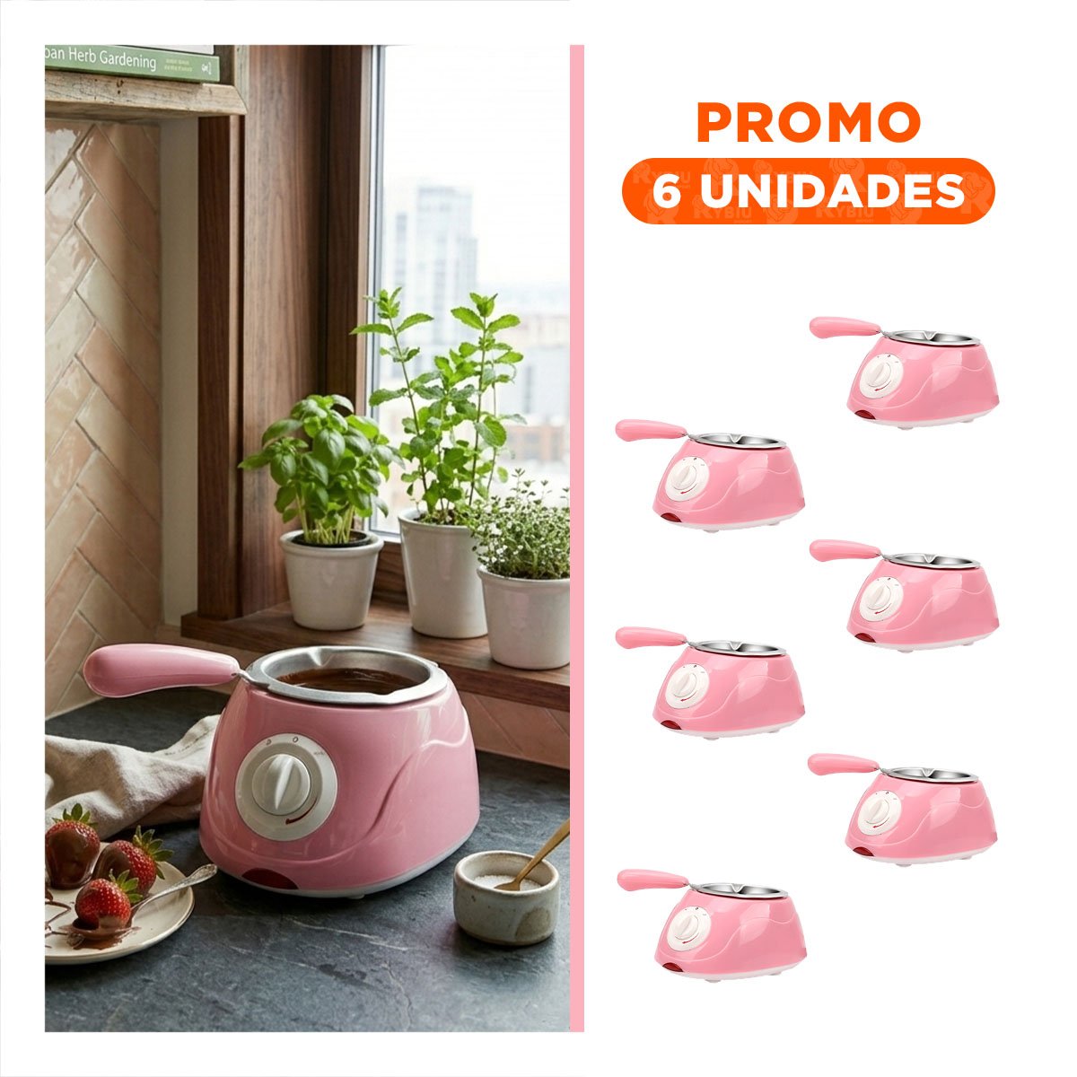 PACK6 OLLITA CHOCOLATERA ROSADO PARA COCINA FAMILIAR - 1
