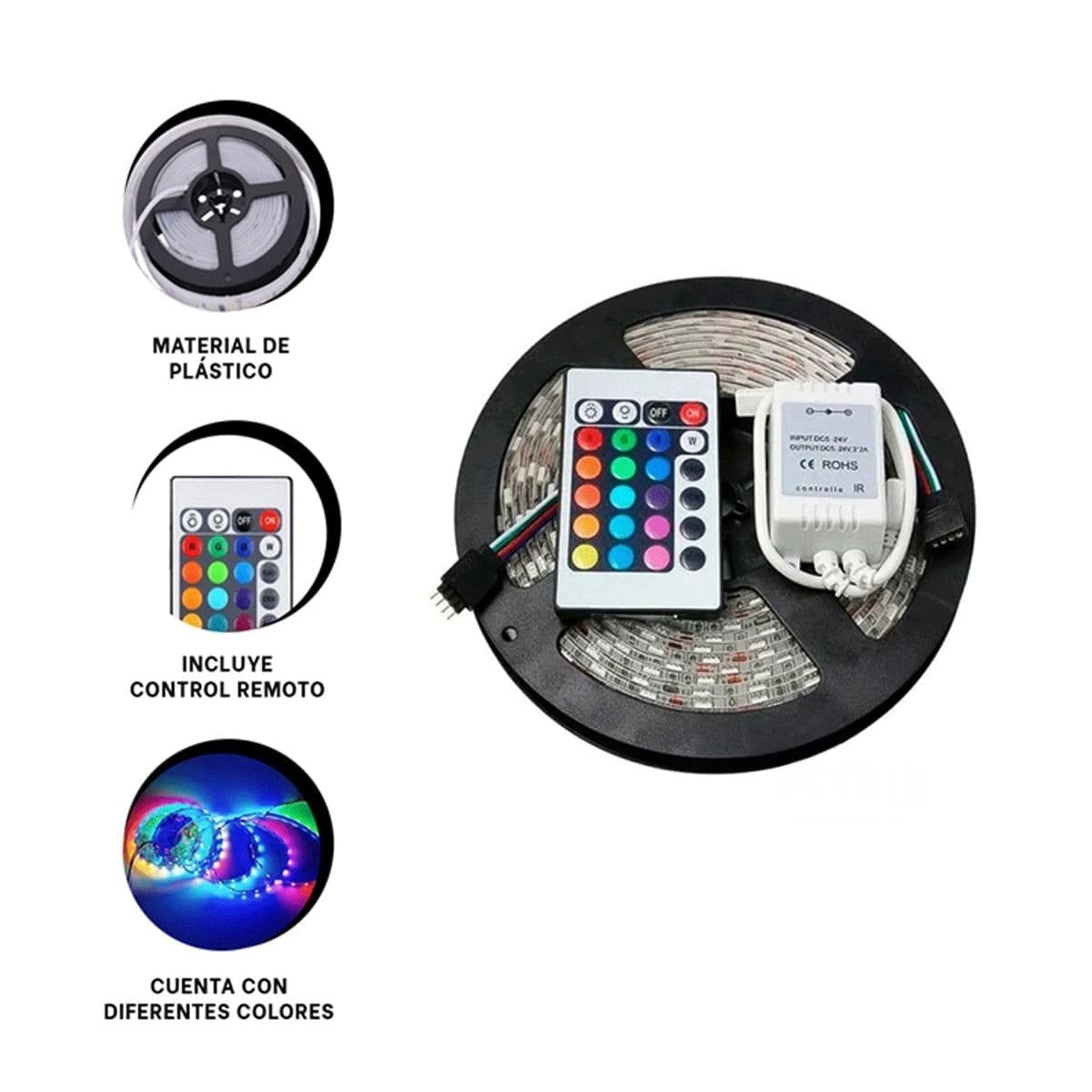 CINTAS 5MT LED CON CONTROL PARA ILUMINACION SALA COMEDOR HOGAR MODERNO - 3