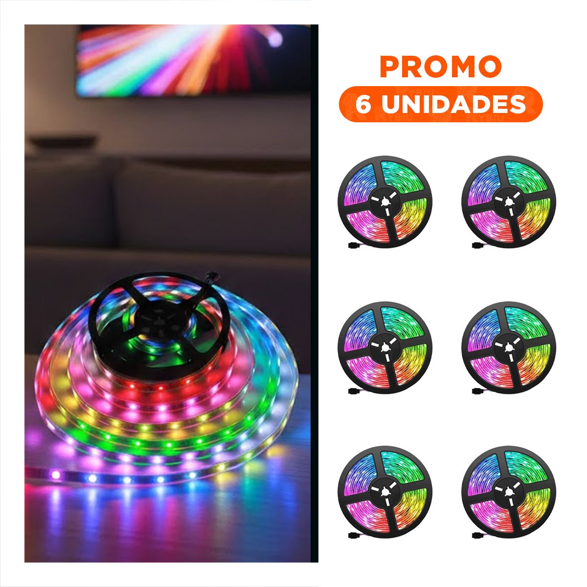 PACK6 CINTAS 5MT LED CON CONTROL PARA ILUMINACION COCINA DORMITORIO CASA - 1