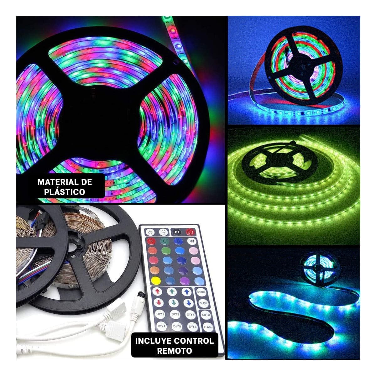 CINTAS LED CON CONTROL 5MT PARA DECORACION HABITACION CASA LUZ CALIDA Y+POST IT - 5