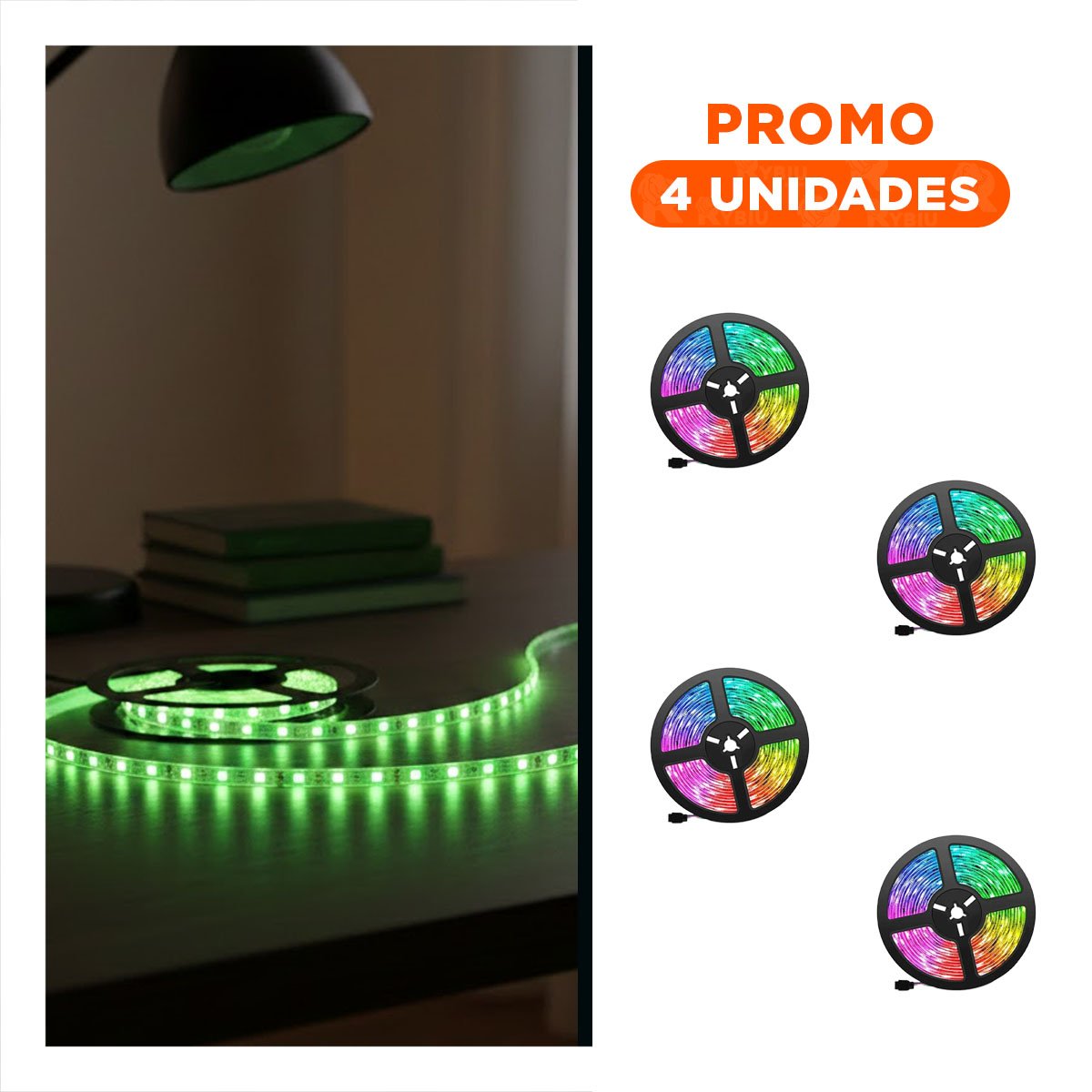 PACK4 BANDAS LED 5MT CON CONTROL PARA AMBIENTACION INTERIOR HOGAR Y+REGALO STICKER - 1