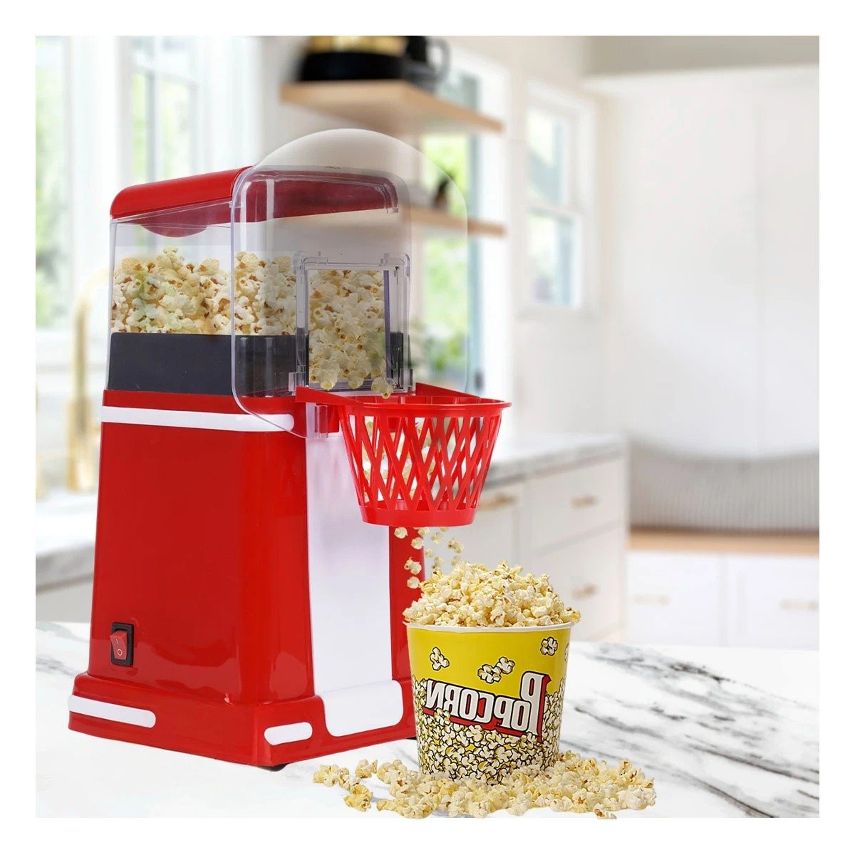PACK4 PALOMITERA CASERA DE POP CORN TIPO BASQUET COLOR ROJO AMBIENTE RETRO Y+REGALO STICKER - 3