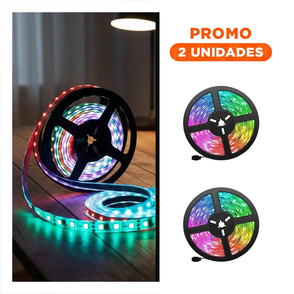 PACK2 TIRAS 5MT LED CON CONTROL PARA DECORACION HOGAR AMBIENTE CALIDO - 1