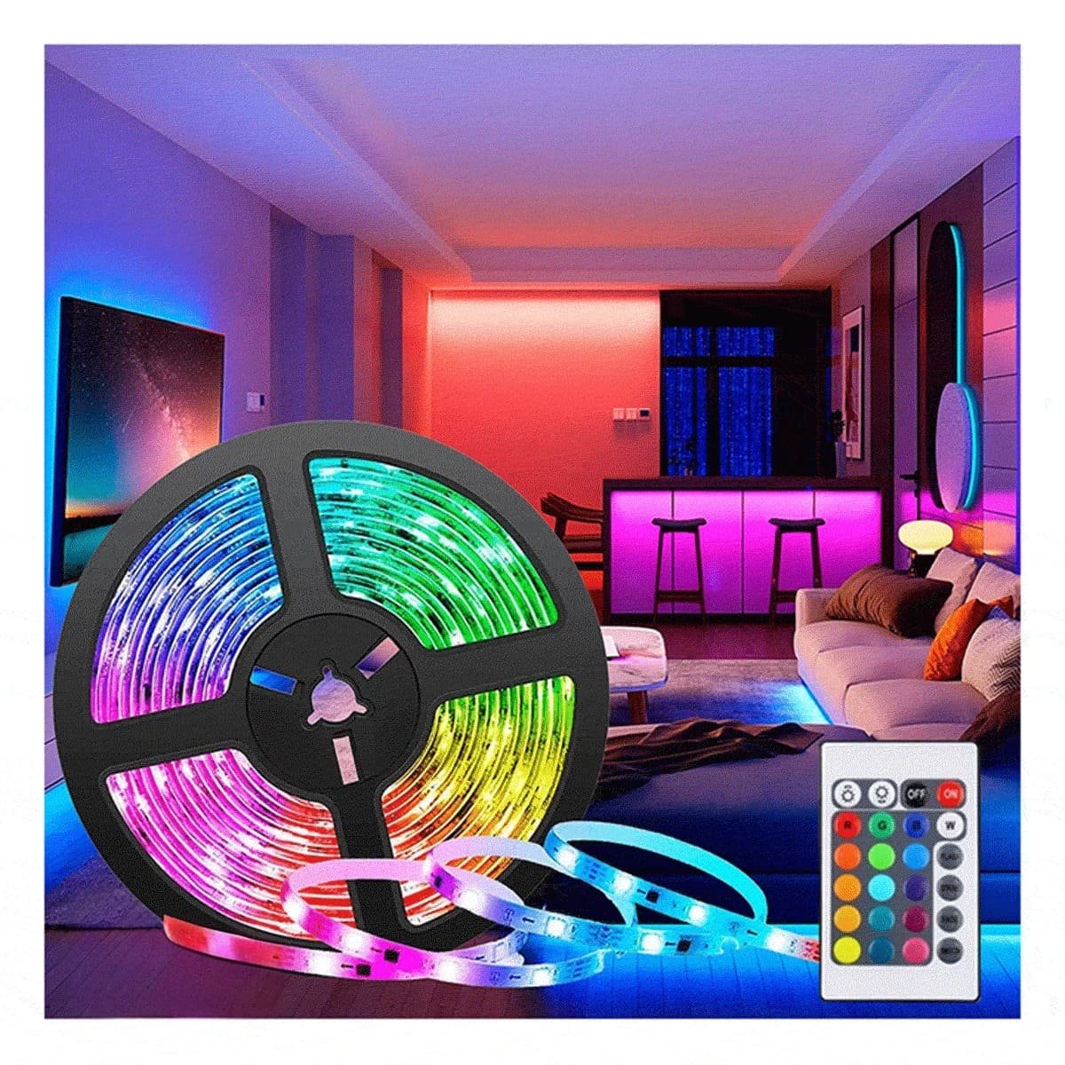 PACK2 TIRAS 5MT LED CON CONTROL PARA DECORACION HOGAR AMBIENTE CALIDO - 2