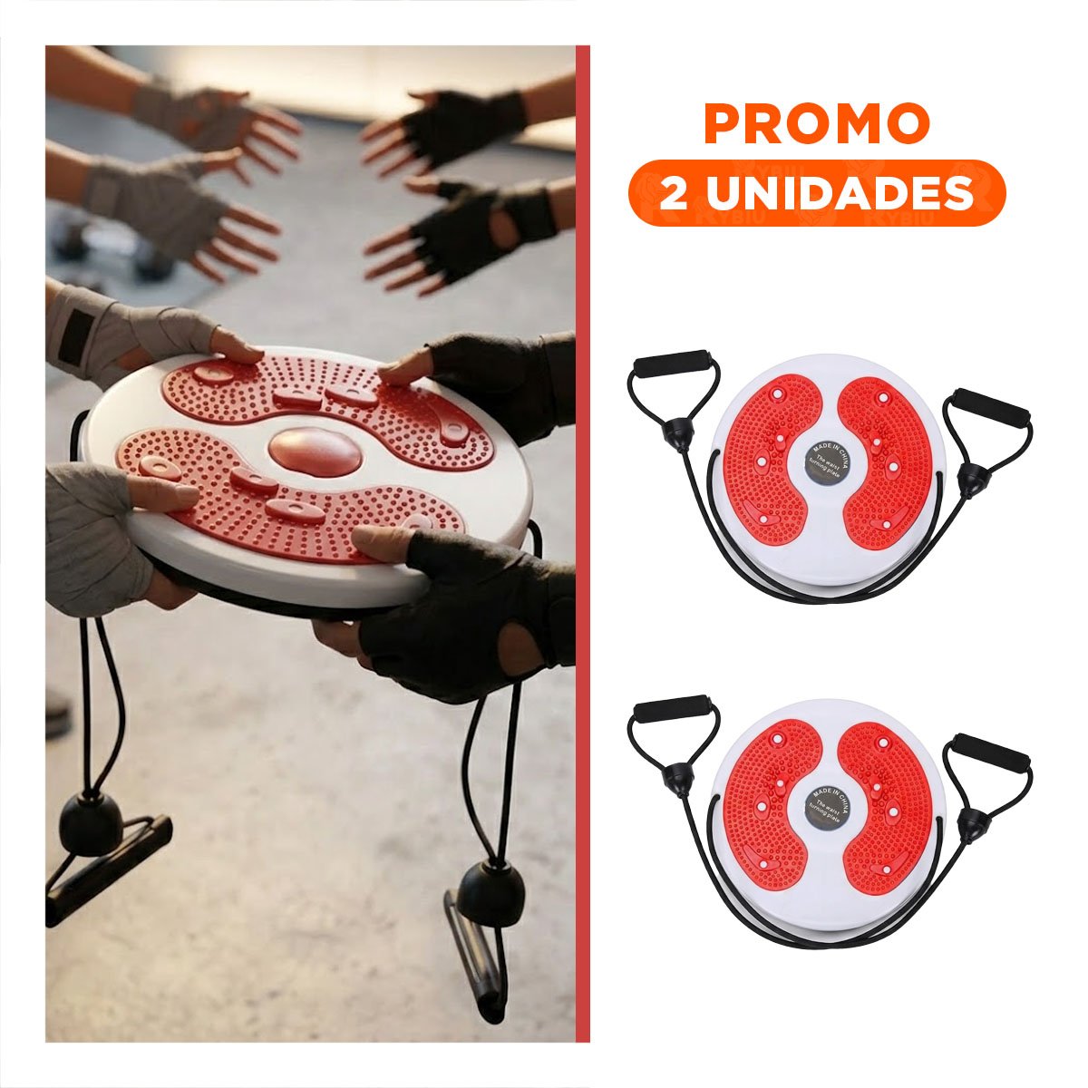 PACK2 BASE ROJA GIRATORIA CON LIGAS FIT PARA ABDOMEN - 1