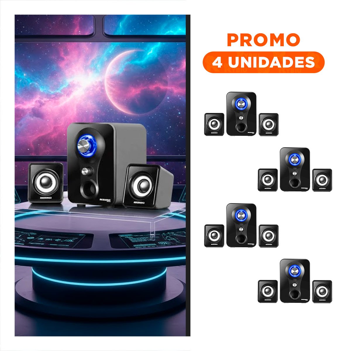 PACK6 ALTAVOZ EXTERIOR DE PLASTICO NEGRO CON CONECTIVIDAD DE GRAN RANGO - 2