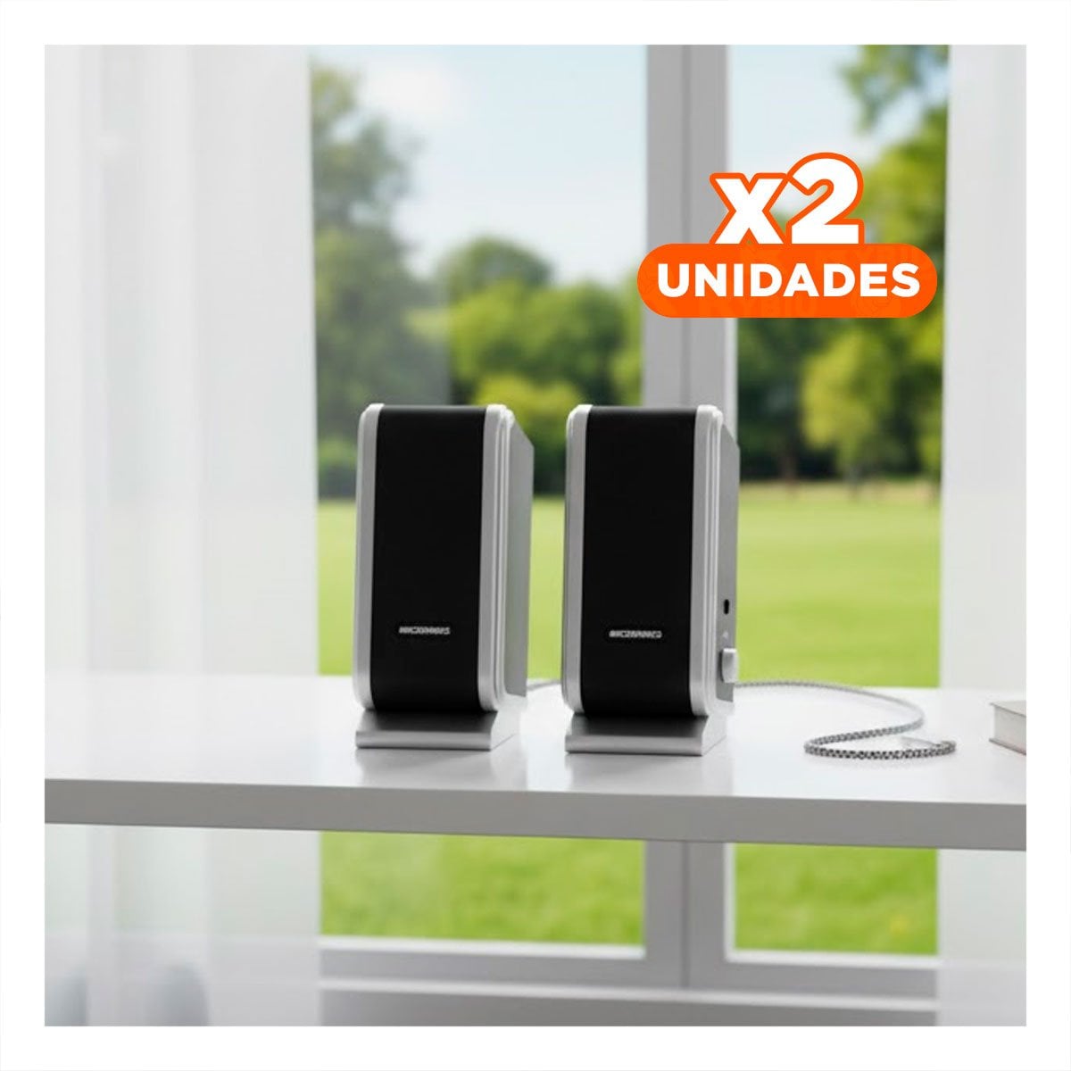 PACK2 ALTAVOZ NEGRO DE LARGA DURACION CON ACABADO BRILLANTE Y+REGALO STICKER - 1