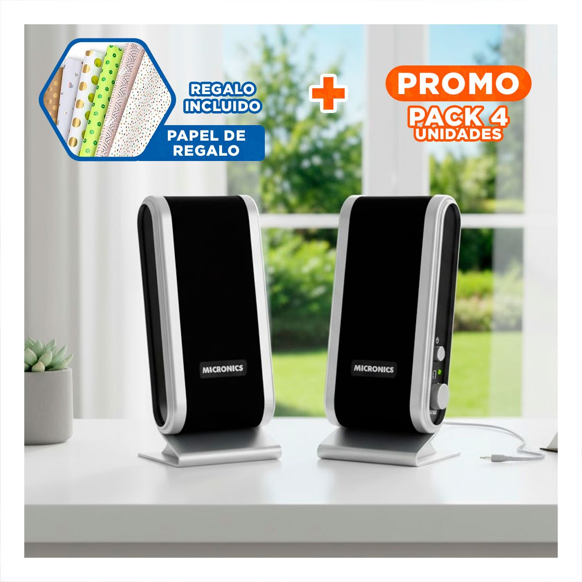 PACK4 AMPLIFICADOR NEGRO DE PLASTICO CONTROL DE VOLUMEN DE PRECISION Y+PAPEL REGALO - 1