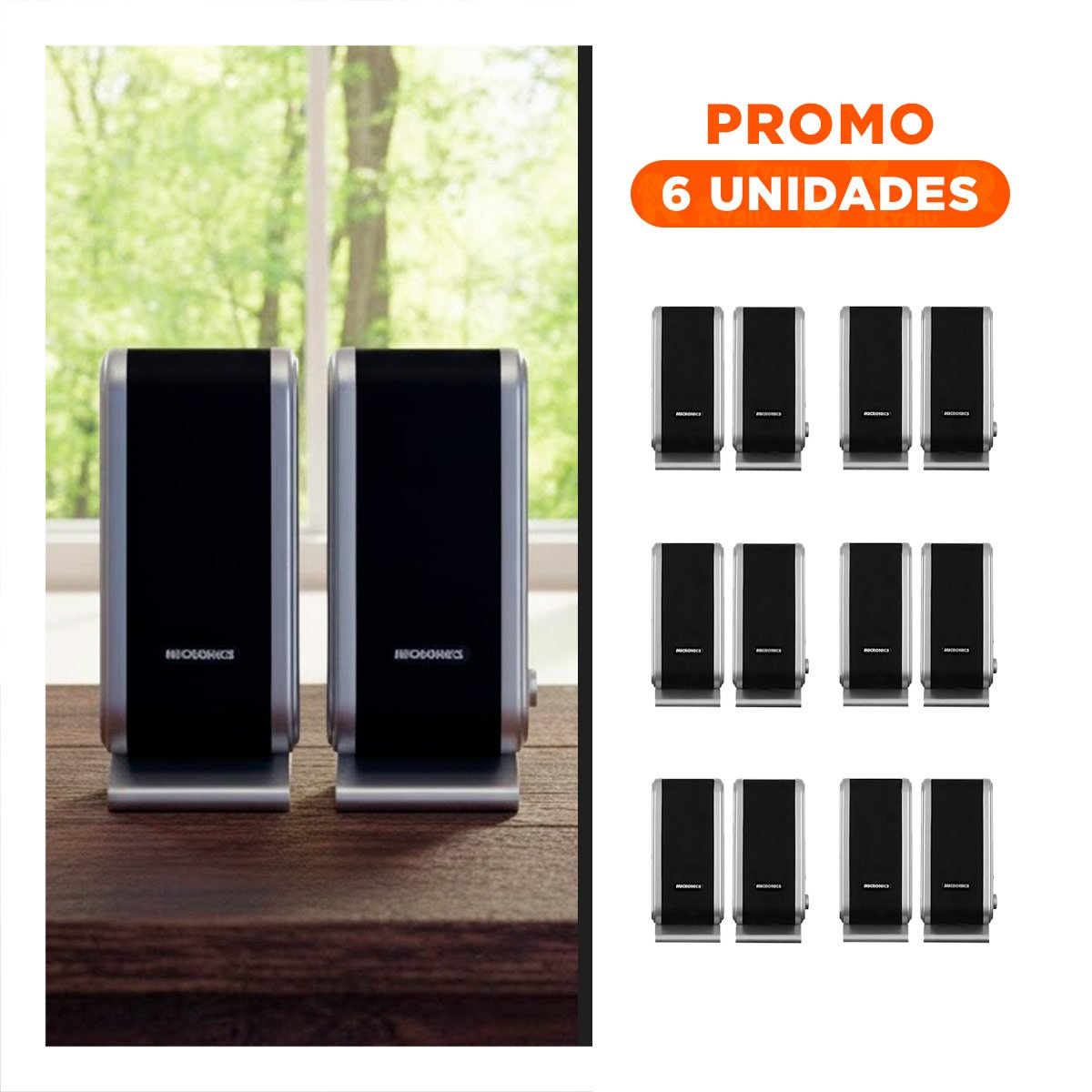 PACK6 BOCINA NEGRO DE PLASTICO PARA VER PELICULAS CON EL AUDIO POTENTE - 1