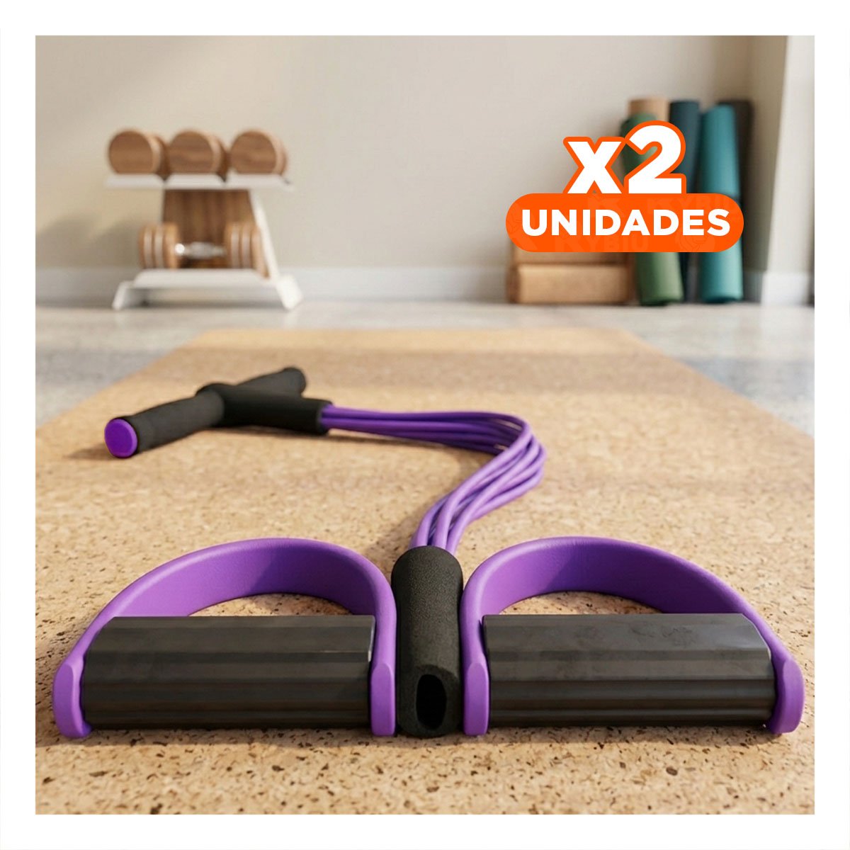 PACK2 TIRA PARA FITNESS CON PEDAL MORADO Y NEGRO Y+REGALO STICKER - 1