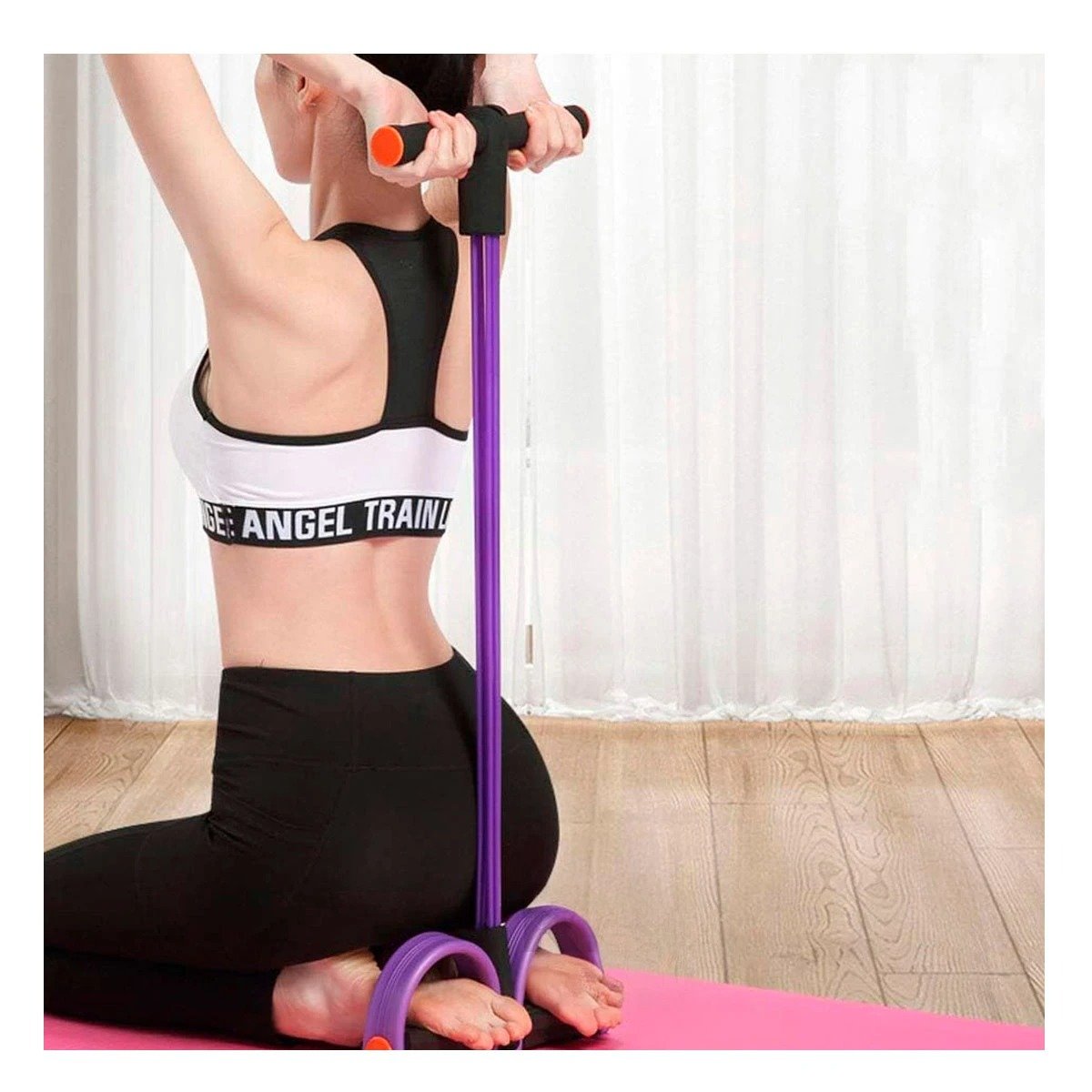 PACK2 TIRA PARA FITNESS CON PEDAL MORADO Y NEGRO Y+REGALO STICKER - 5