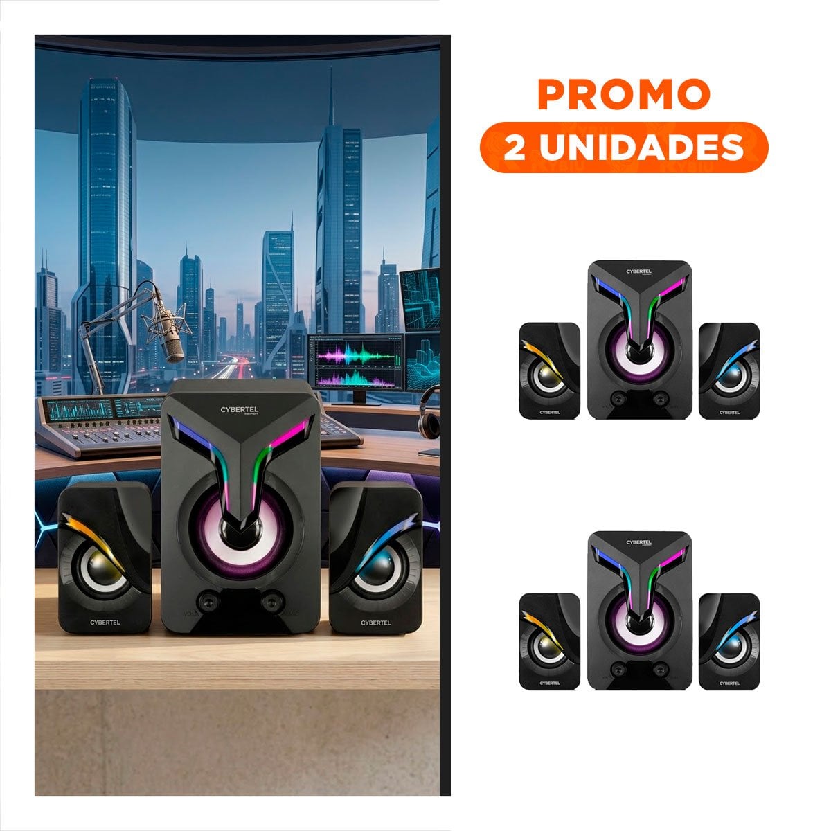 PACK2 SISTEMA DE AUDIO DE PLASTICO NEGRO CON TECNOLOGIA DE GRAN ESTILO - 1