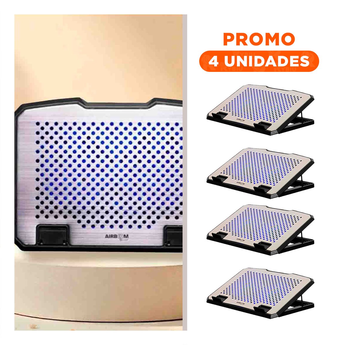 PACK4 ALMOHADILLA NEGRA BOREAL PARA LAPTOP CON BASE ESTABLE PARA LA MESA Y+REGALO STICKER - 1