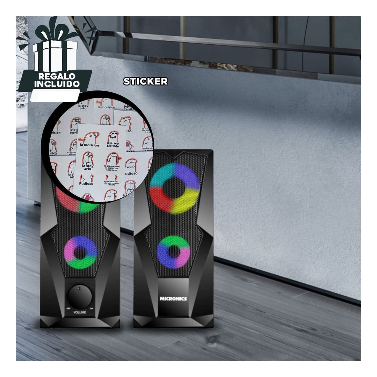 BOCINA PARA CASA NEGRO CON BLUETOOTH Y ENTRADA TARJETA MEMORIA Y+REGALO STICKER - 1