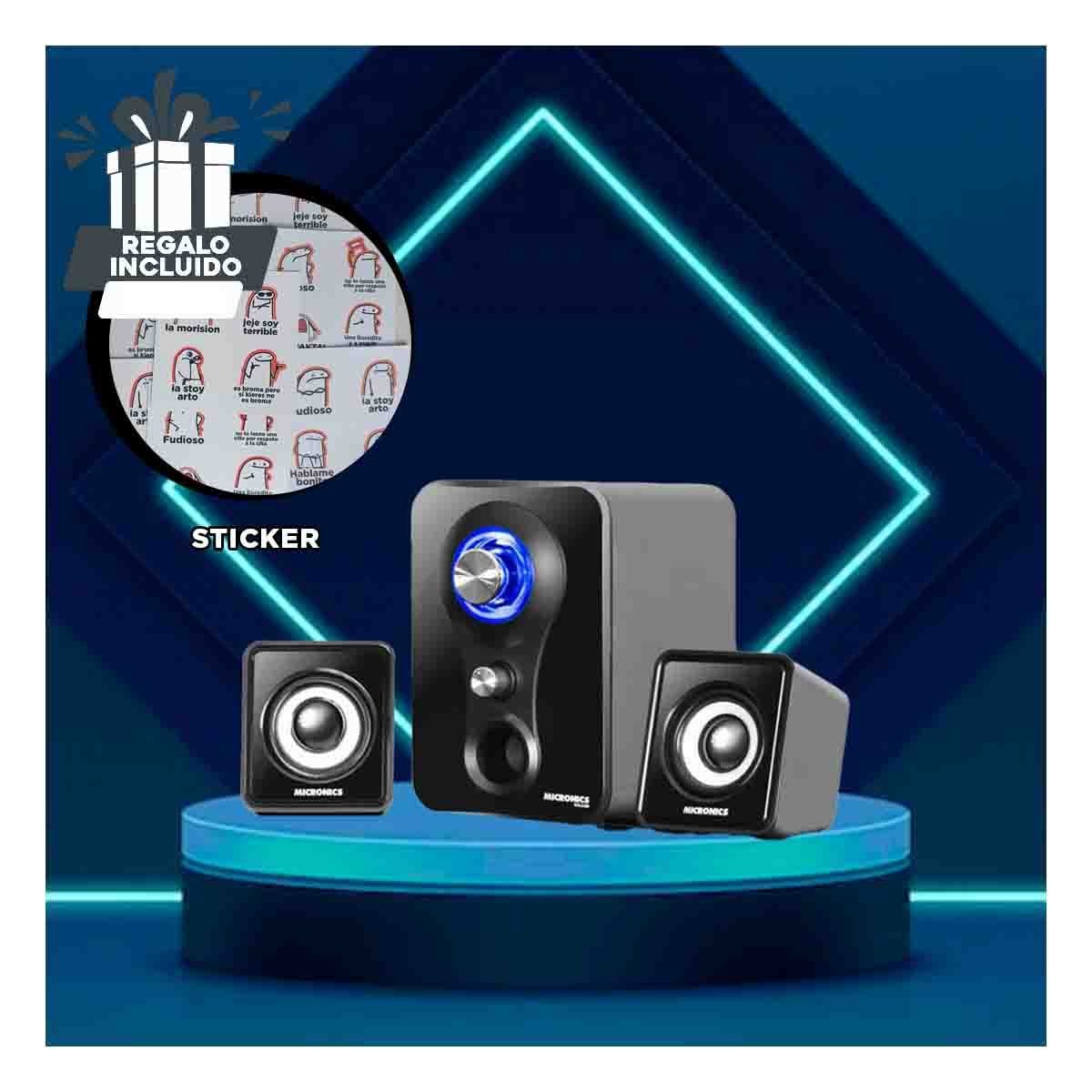 PACK2 ALTAVOZ ELEGANTE DE PLASTICO NEGRO CON SONIDO ENVOLVENTE Y CALIDAD Y+PAPEL REGALO - 1