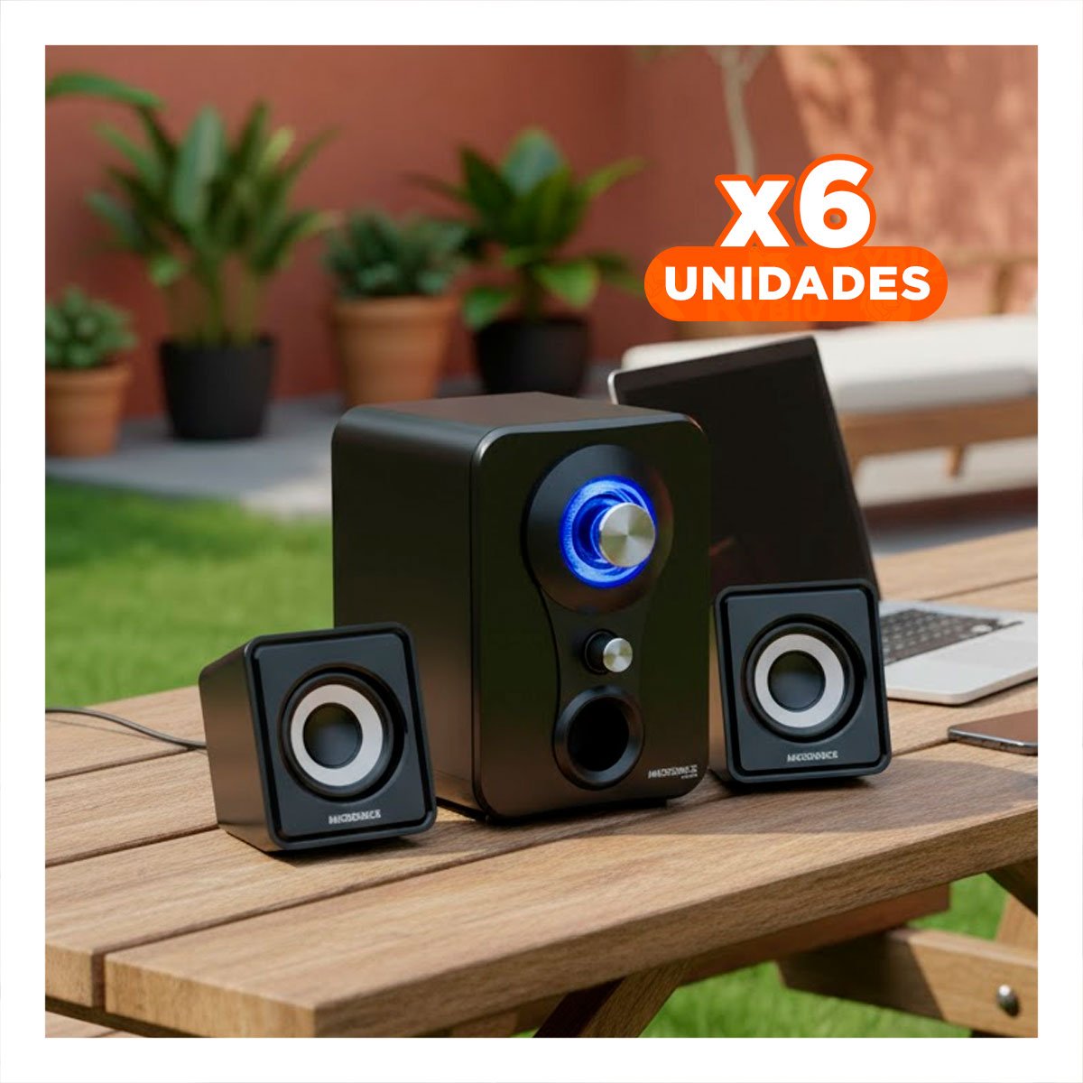 PACK2 ALTAVOZ ELEGANTE DE PLASTICO NEGRO CON SONIDO ENVOLVENTE Y CALIDAD Y+PAPEL REGALO - 2
