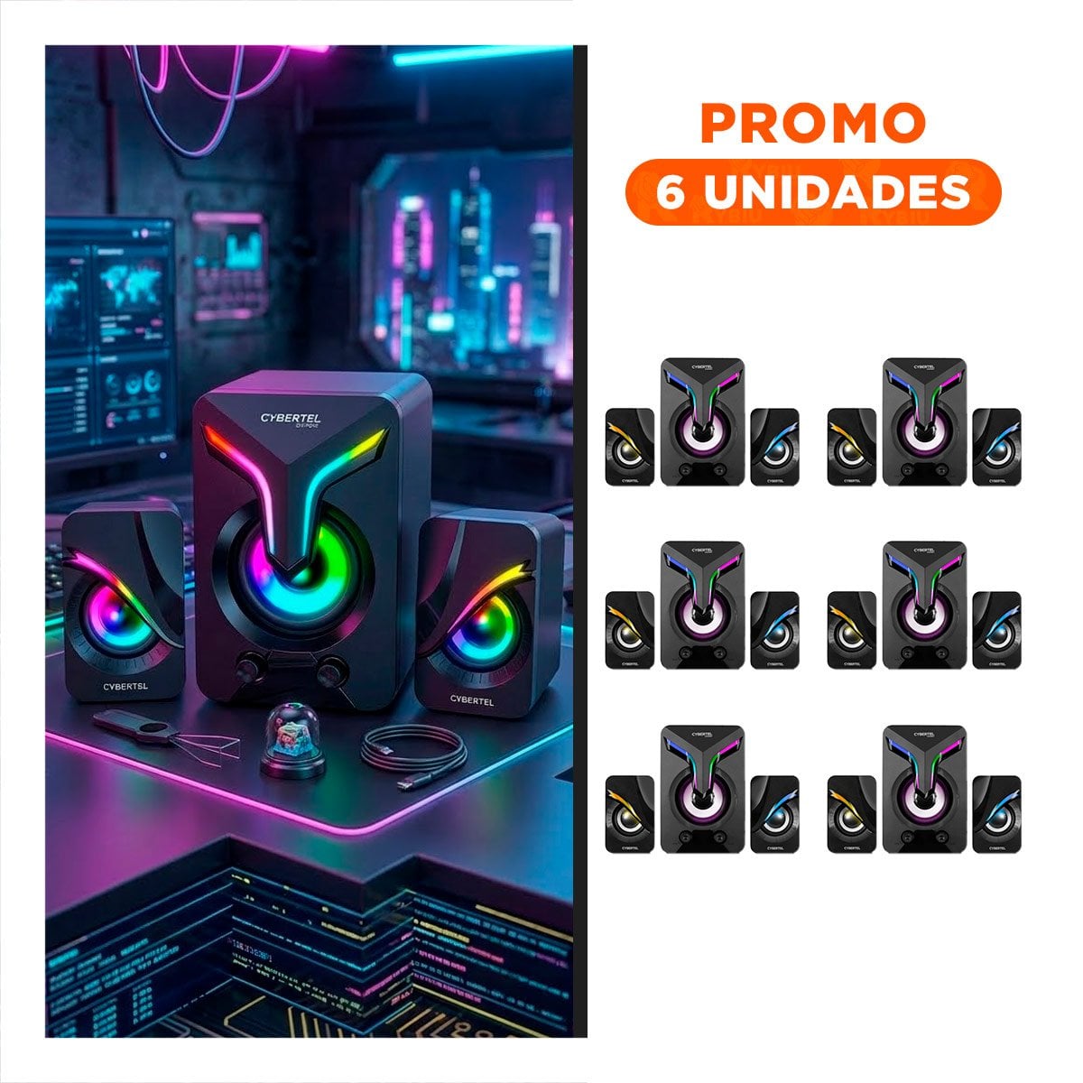PACK6 ALTAVOZ INALAMBRICO DE PLASTICO NEGRO PARA EL ESTILO DE TU CASA - 1