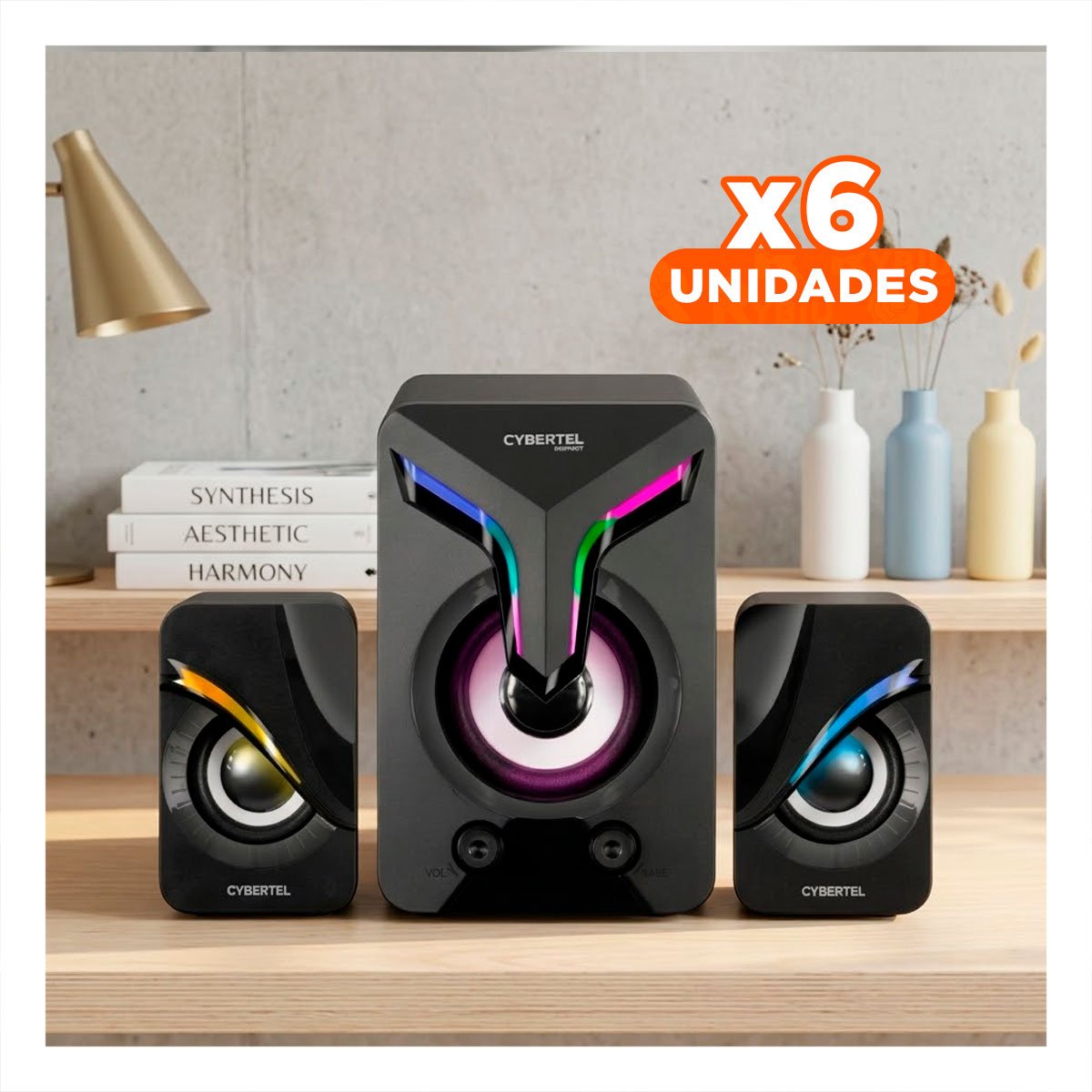 PACK6 EQUIPO BLUETOOTH DE PLASTICO NEGRO PARA UN SONIDO DE CALIDAD Y+REGALO STICKER - 1