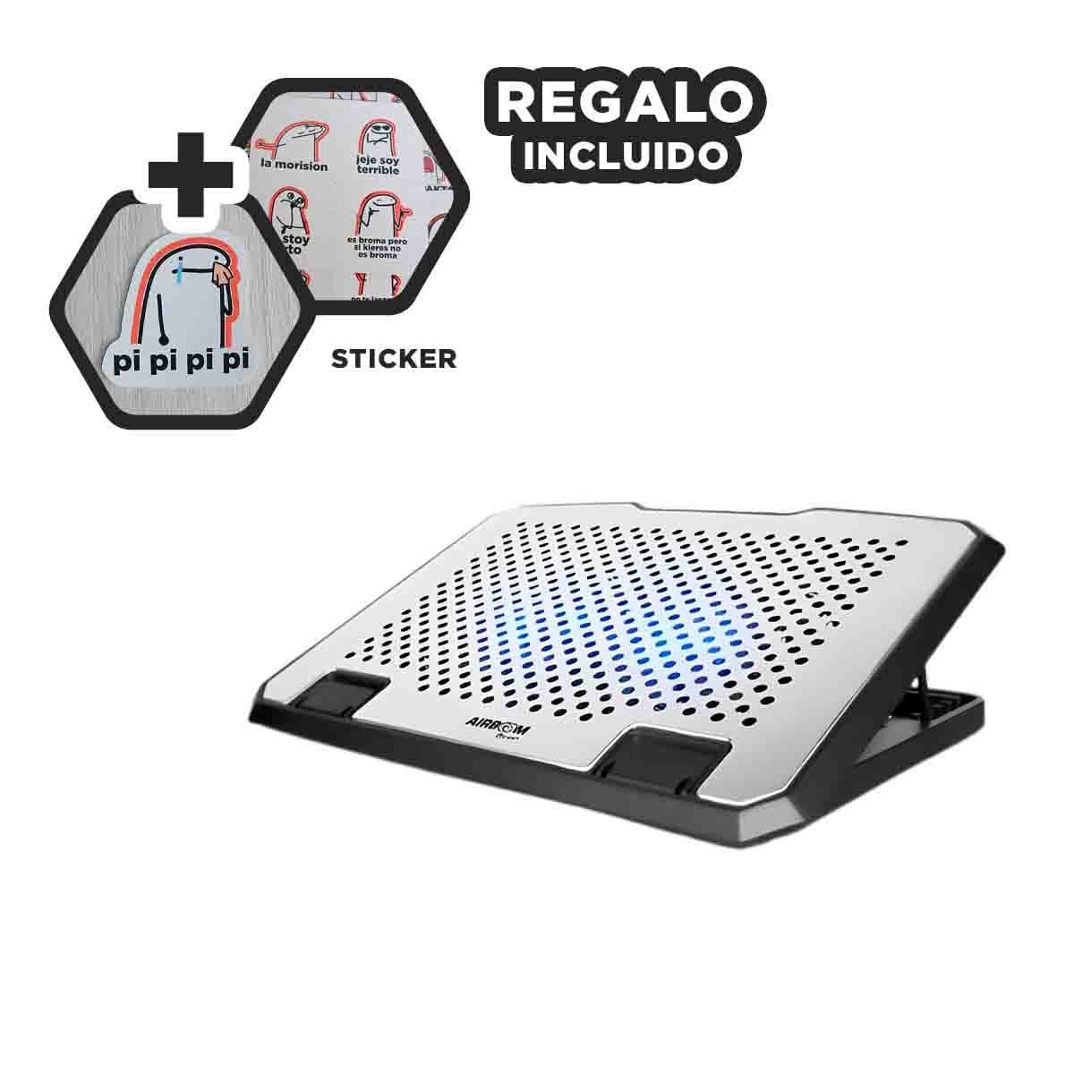BASE NEGRA BOREAL PARA LAPTOP CON PUERTO USB Y SOPORTE DE SEGURIDAD Y+REGALO STICKER - 1
