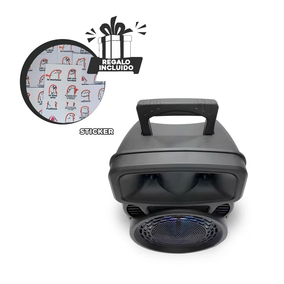 PACK4 ALTAVOZ DE SONIDO POTENTE DE OCHO PULGADAS CON MICROFONO Y CONTROL Y+REGALO STICKER - 2