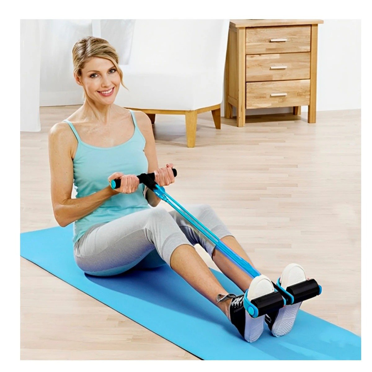 PACK2 CORREA PARA FITNESS CON PEDAL CELESTE Y NEGRO Y+PAPEL REGALO - 5