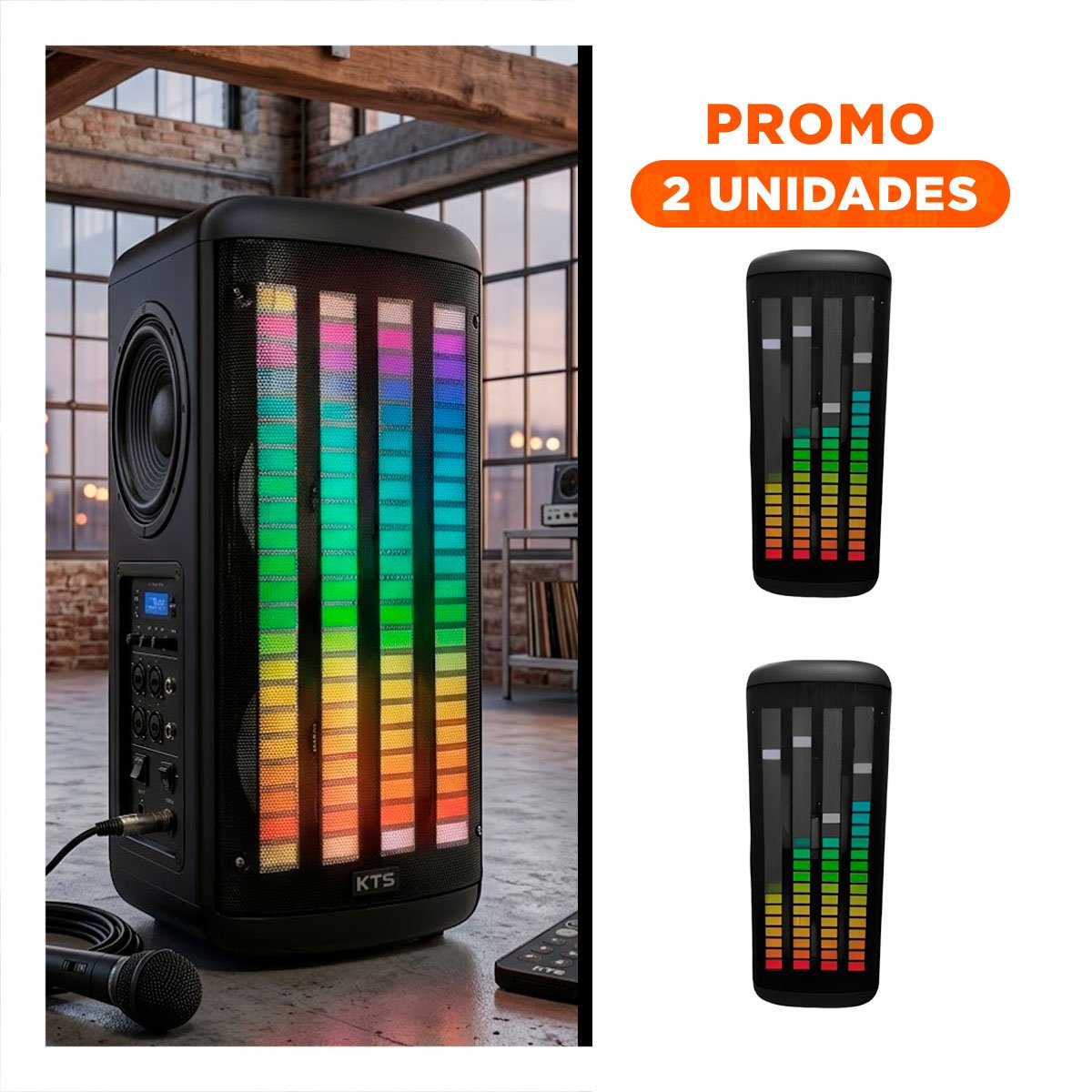 PACK2 SISTEMA DE 8 PULGADAS CON MICROFONO Y PLASTICO NEGRO CON CONTROL REMOTO - 1