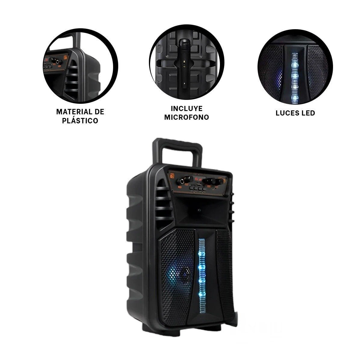 PACK4 ALTAVOZ DE PLASTICO DE 8 PULGADAS NEGRO CON MICROFONO DE GRAN ESTILO Y+PAPEL REGALO - 4