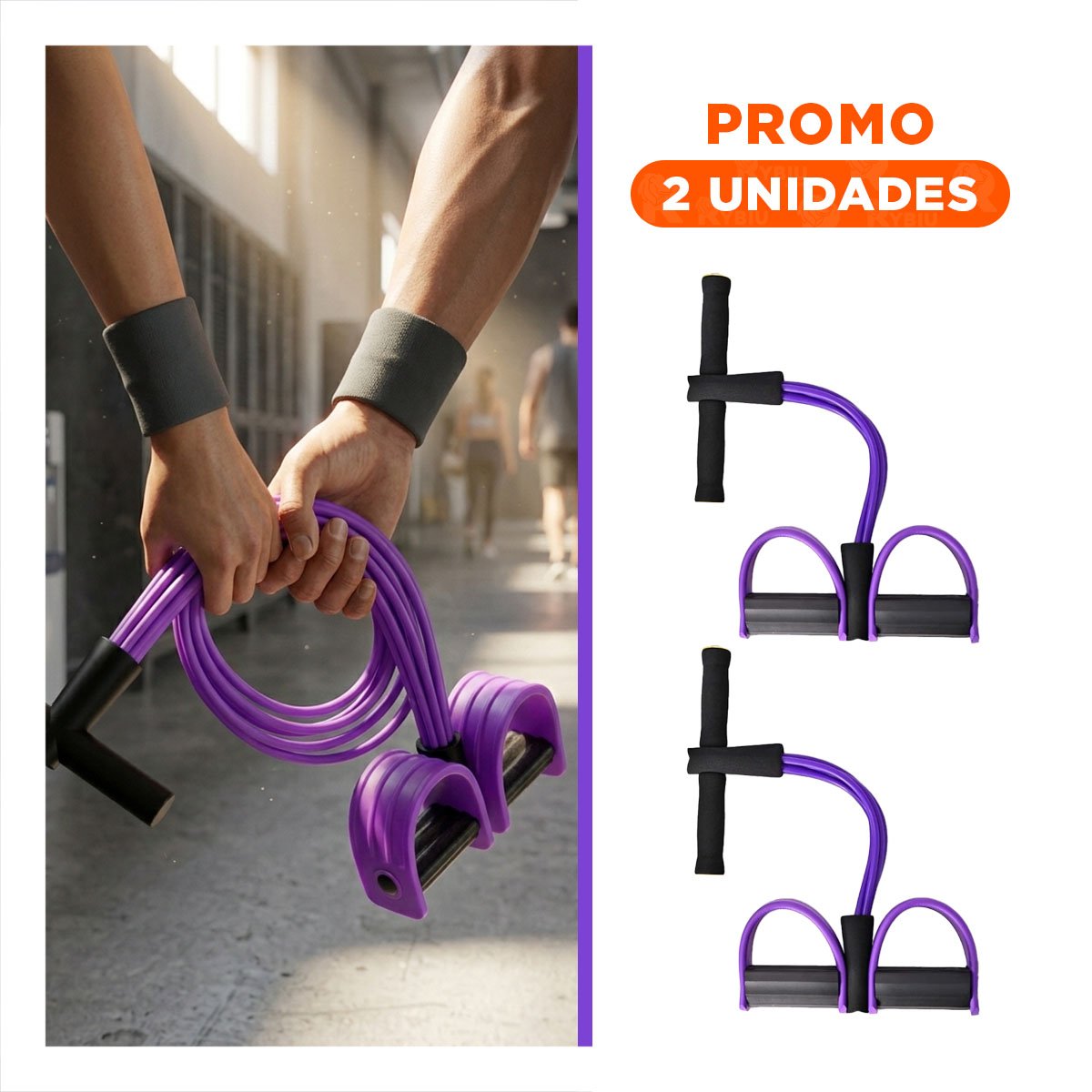 PACK2 CINTA PARA FITNESS CON PEDAL MORADO Y NEGRO - 1