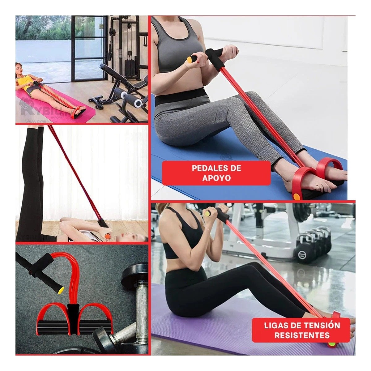 PACK2 CORREA PARA FITNESS CON PEDAL ROJO Y NEGRO Y+PAPEL REGALO - 3
