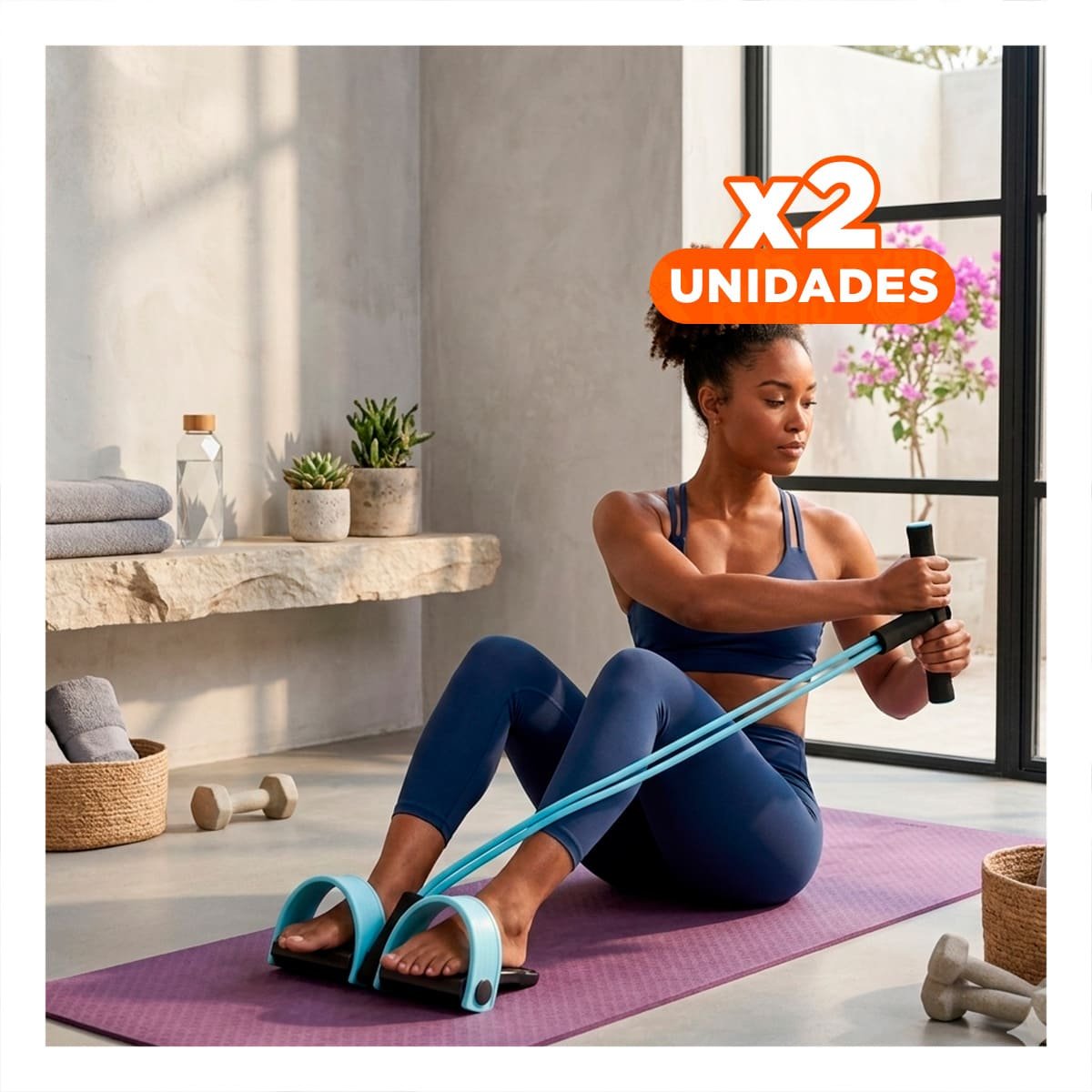 PACK2 TIRA PARA FITNESS CON PEDAL CELESTE Y NEGRO Y+REGALO STICKER - 1