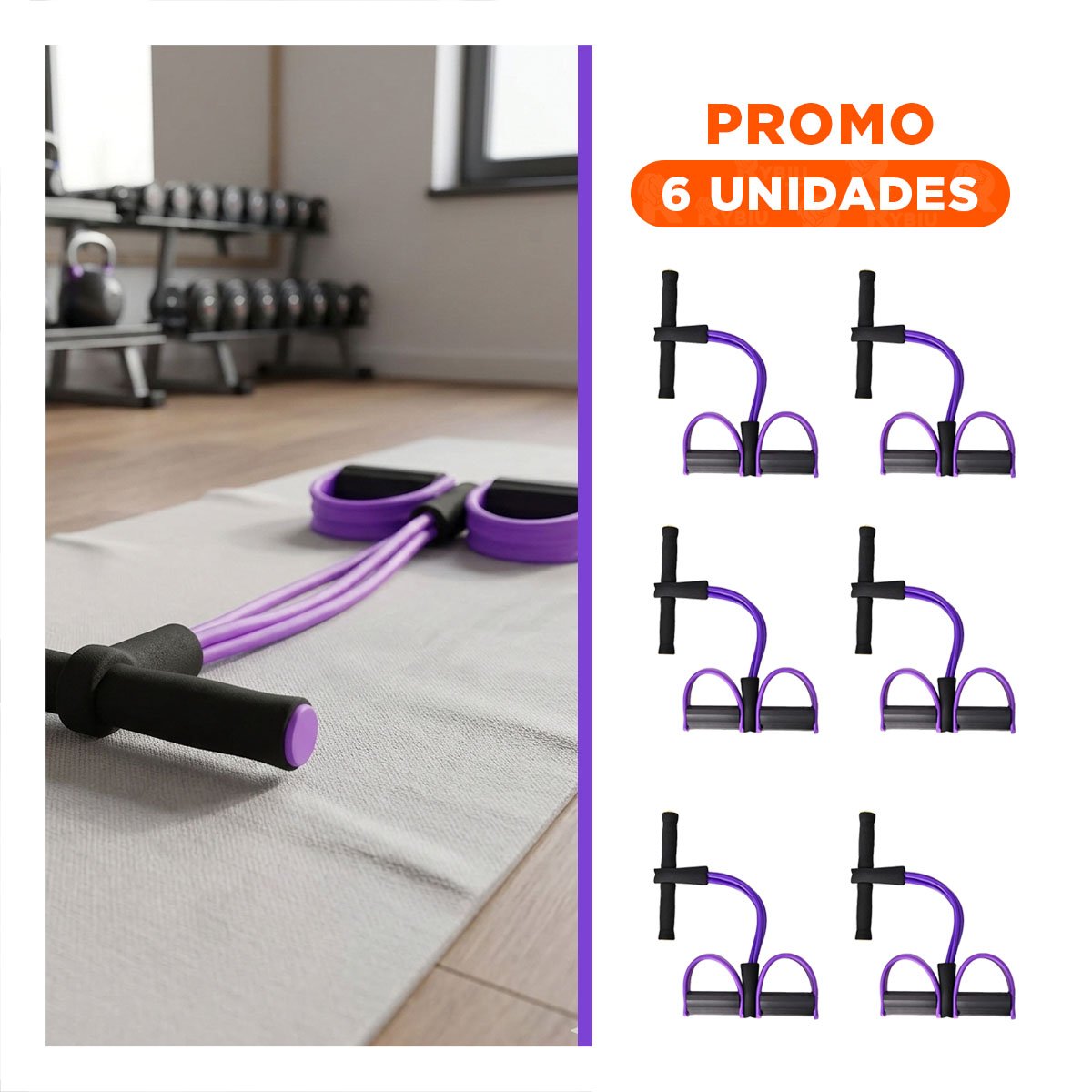 PACK6 CORREA PARA CASA CON PEDAL MORADO Y NEGRO - 1