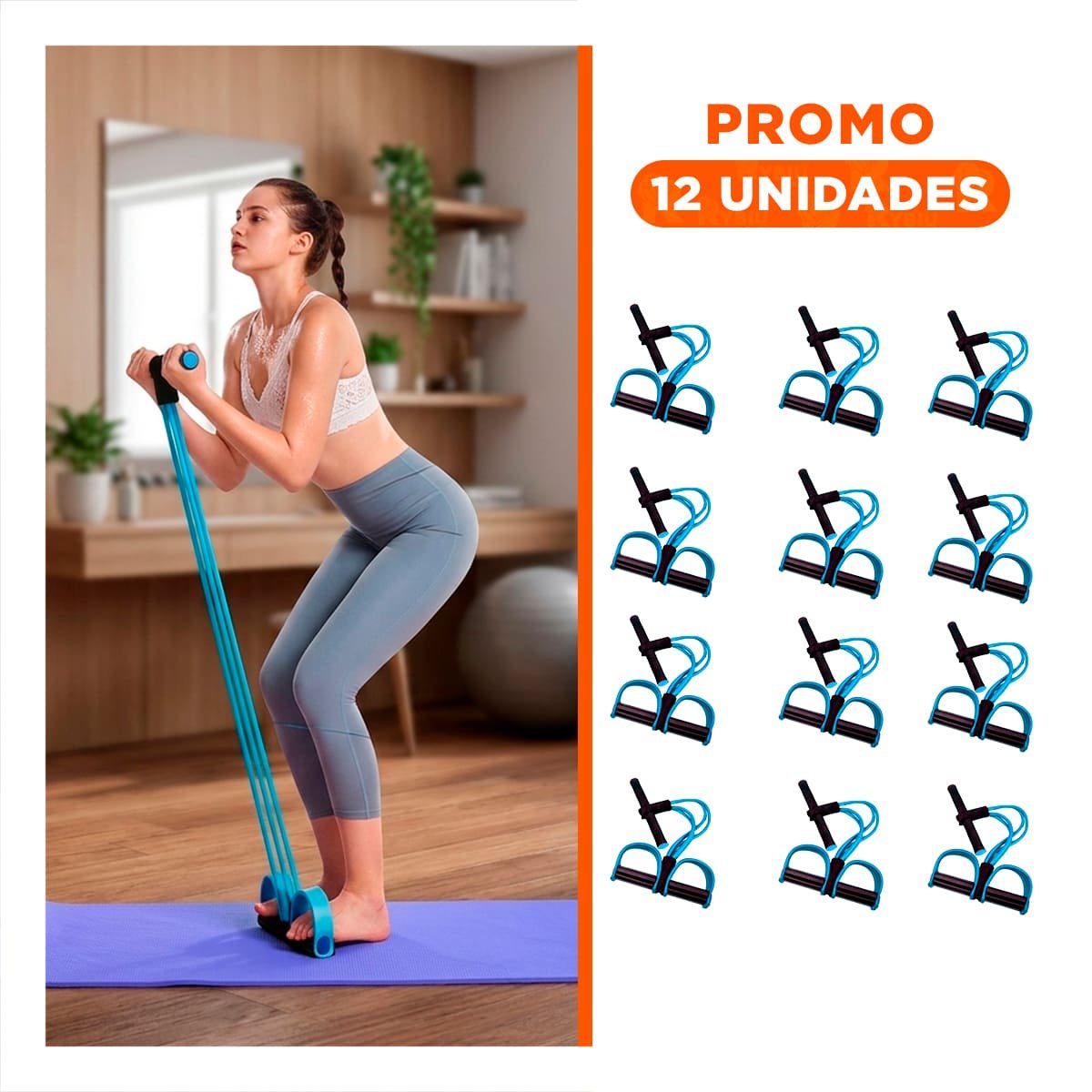 PACK12 CORREA ELASTICA CON PEDAL CELESTE Y NEGRO RESISTENTE Y+REGALO STICKER - 1