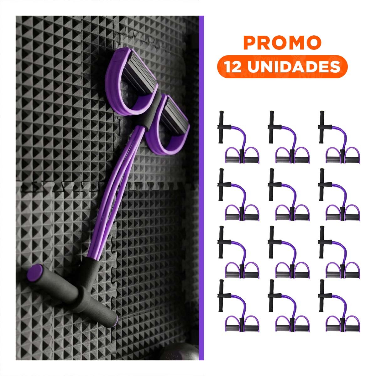 PACK12 CORREA ELASTICA CON PEDAL MORADO Y NEGRO RESISTENTE Y+REGALO STICKER - 1