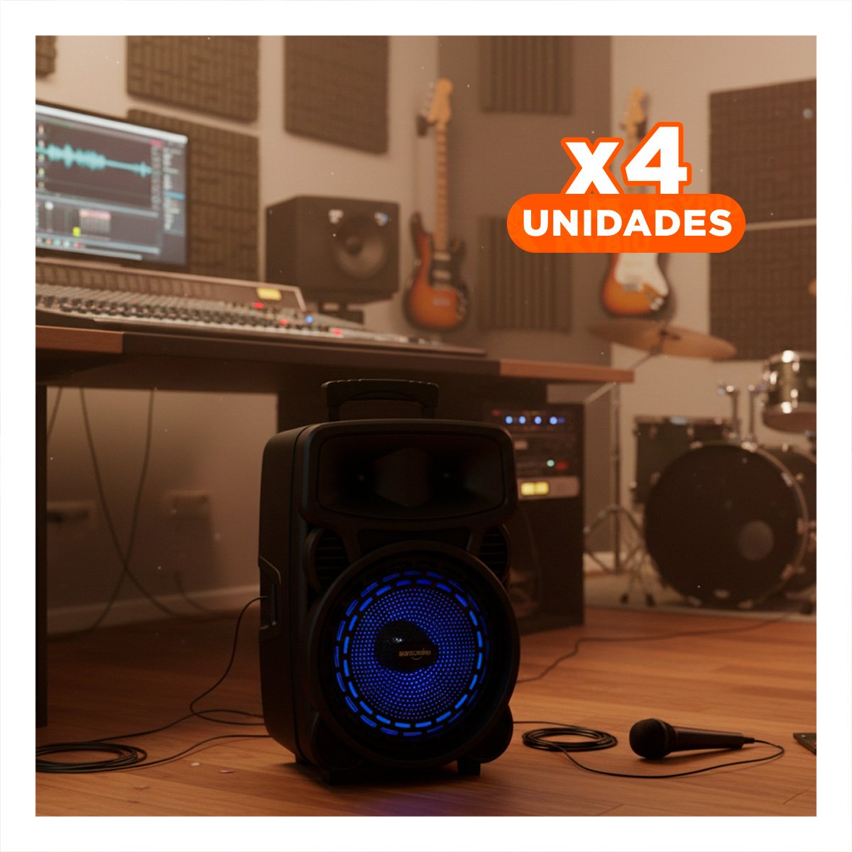 PACK2 EQUIPO DE AUDIO CON MICROFONO Y CONTROL DE OCHO PULGADAS NEGRO DE PLASTICO Y+PAPEL REGALO - 1