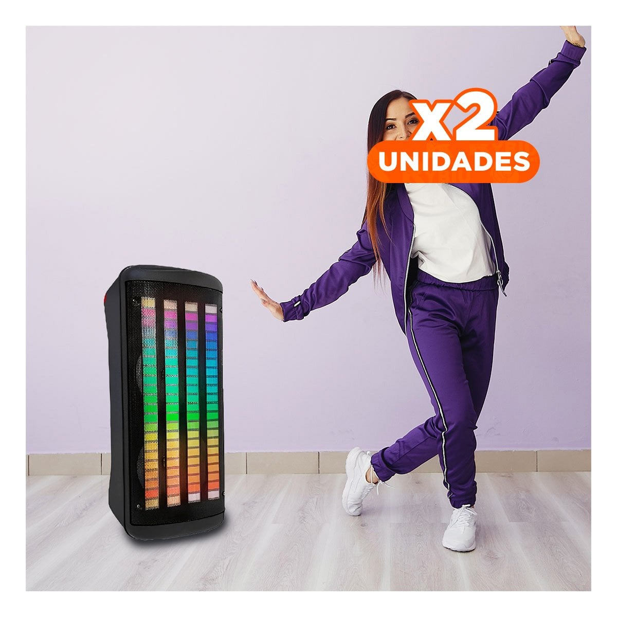 PACK2 ALTAVOZ CON CONTROL REMOTO NEGRO DE PLASTICO CON MICROFONO 8 PULGADAS Y+REGALO STICKER - 1